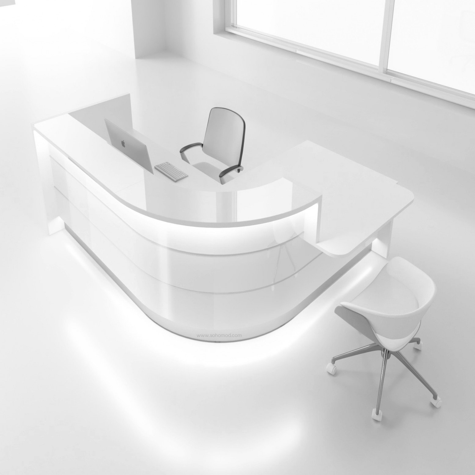 Valde LAV142L-LAV143L 108" x 77" J Shape Reception Desk with Counter Top