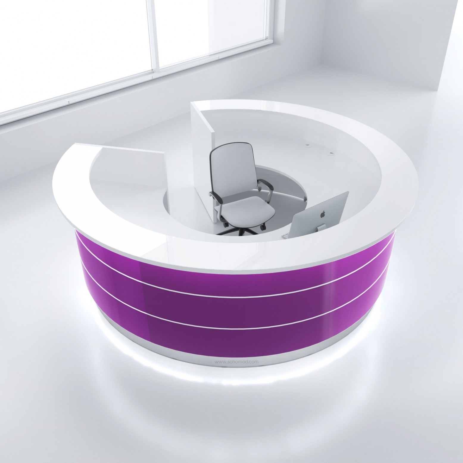 Curved Reception Desk by MDD in purple