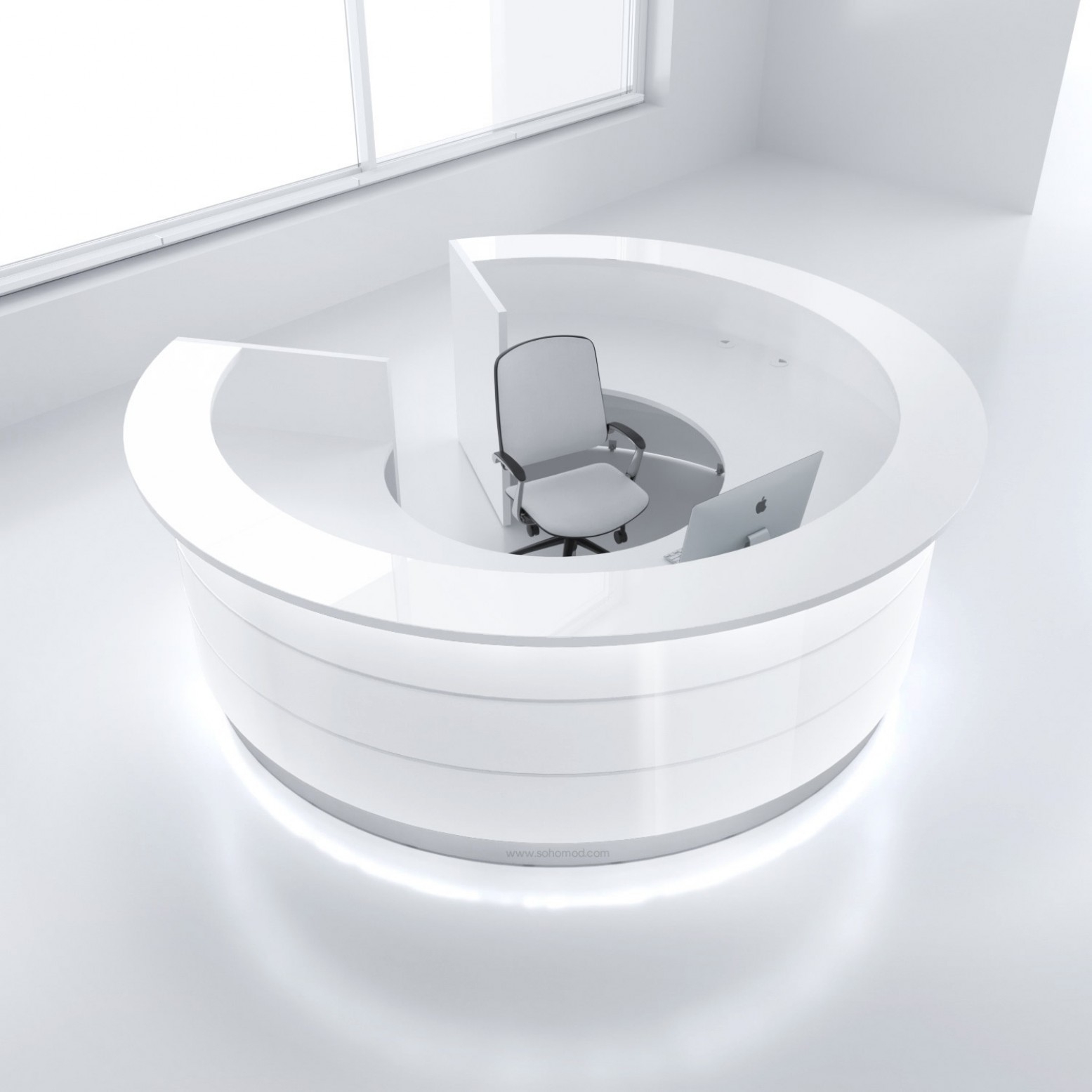 Valde 126" Curved Reception Desk by MDD in white