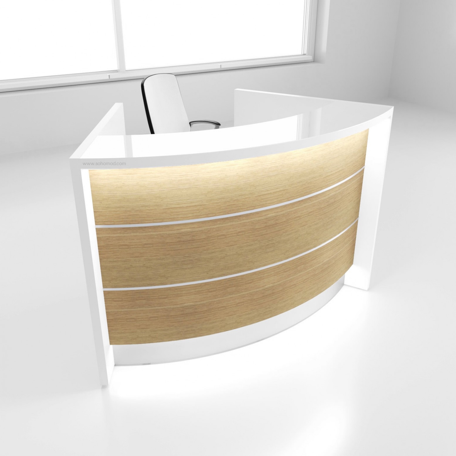 Valde 65" Curved Reception Desk in Beige Matt