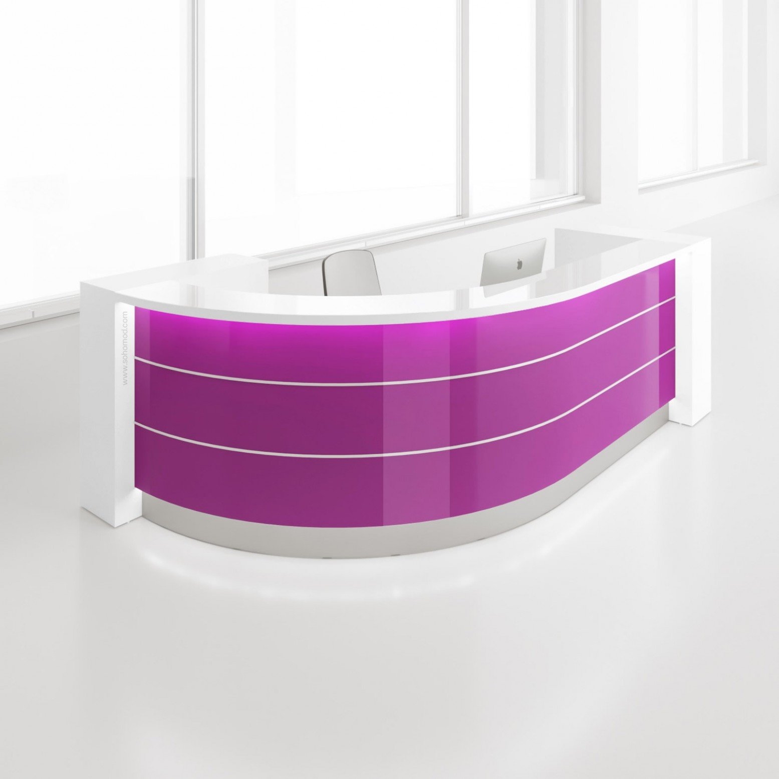 MDD Valde 126" RAF Corner Reception Desk in Purple
