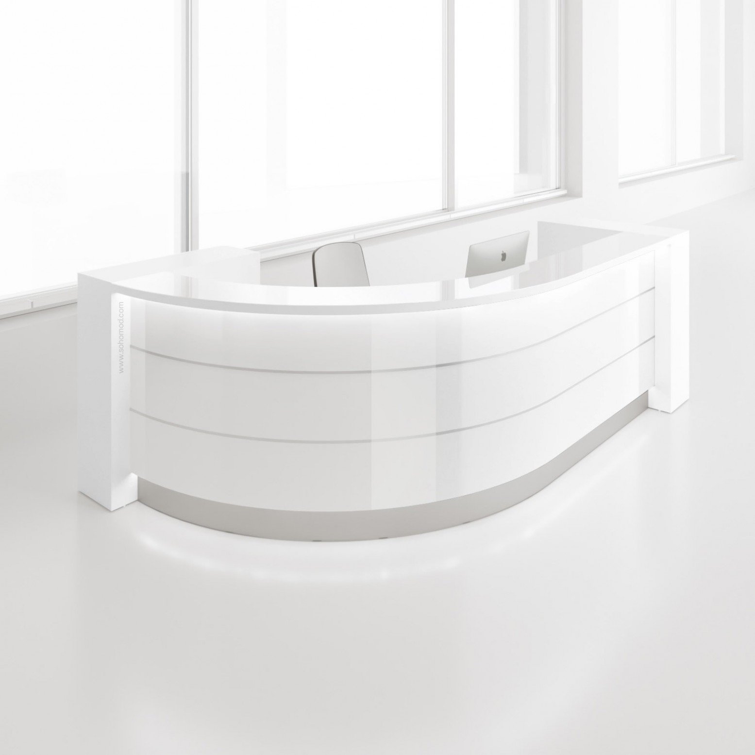 MDD Valde 126" RAF Corner Reception White Desk