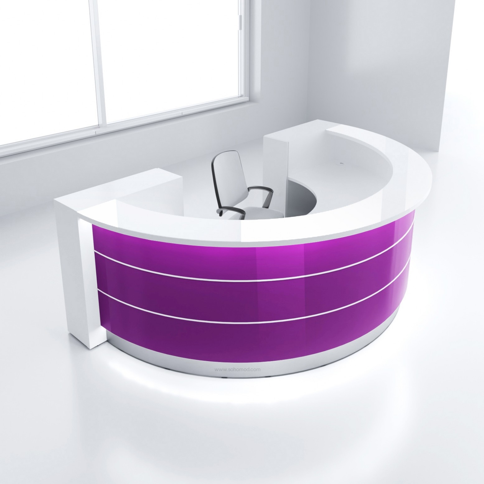 Curved Reception Desk by MDD in purpel