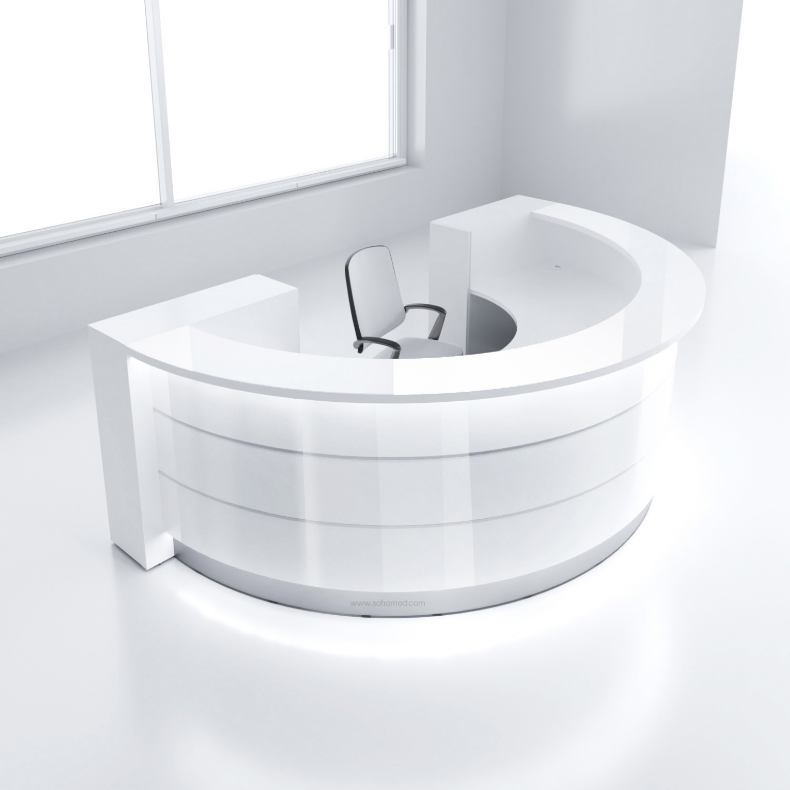 Curved Reception Desk by MDD in white
