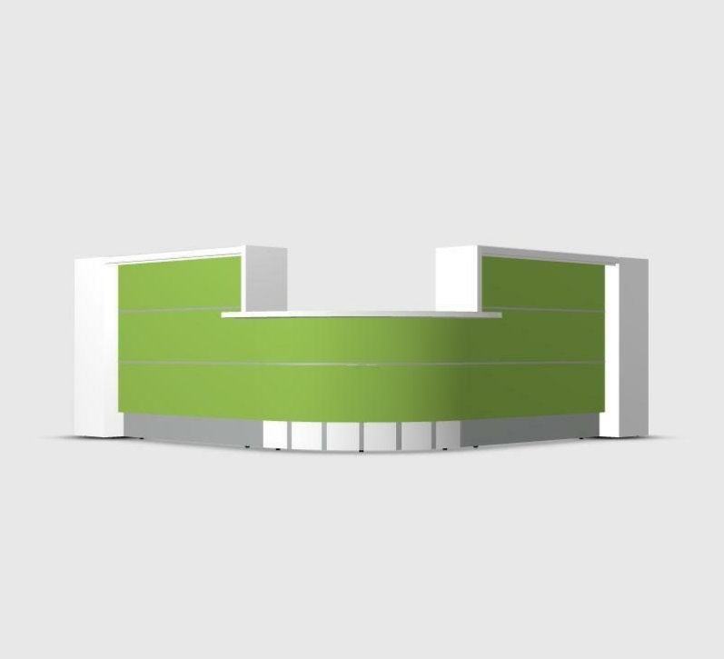 Valde 107" Corner Reception Avocado Matt Desk With Center Counter Top