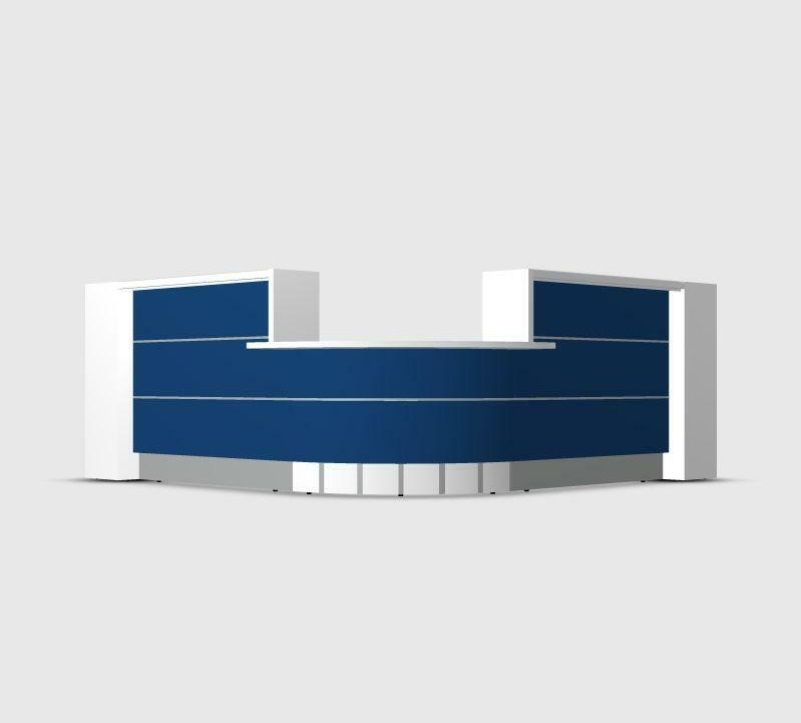 Valde 107" Corner Reception Dark Blue Matt Desk With Center Counter Top