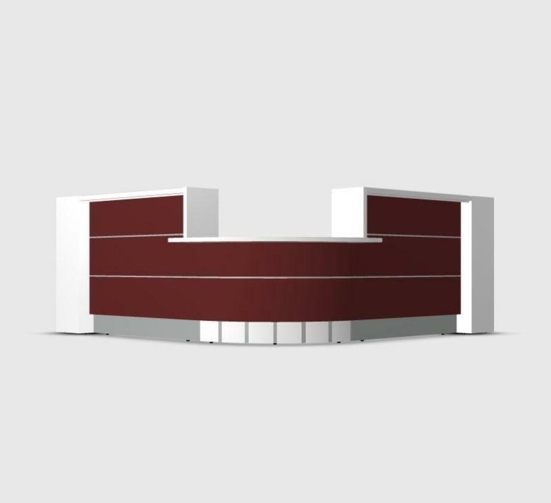 Valde 107" Corner Reception Red Matt Desk With Center