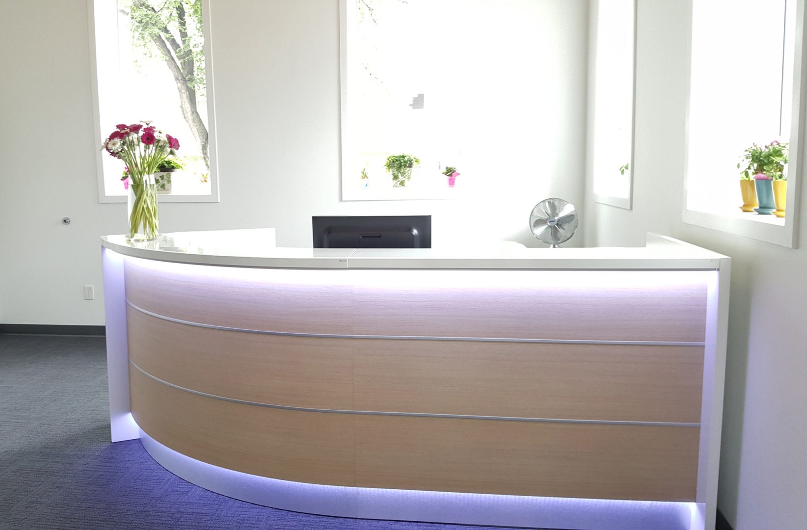Valde 107" Curved Reception Desk with LED light