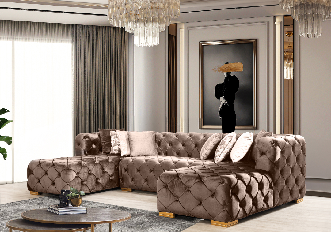 Valencia Upholstered U-Shaped Double Chase Sectional