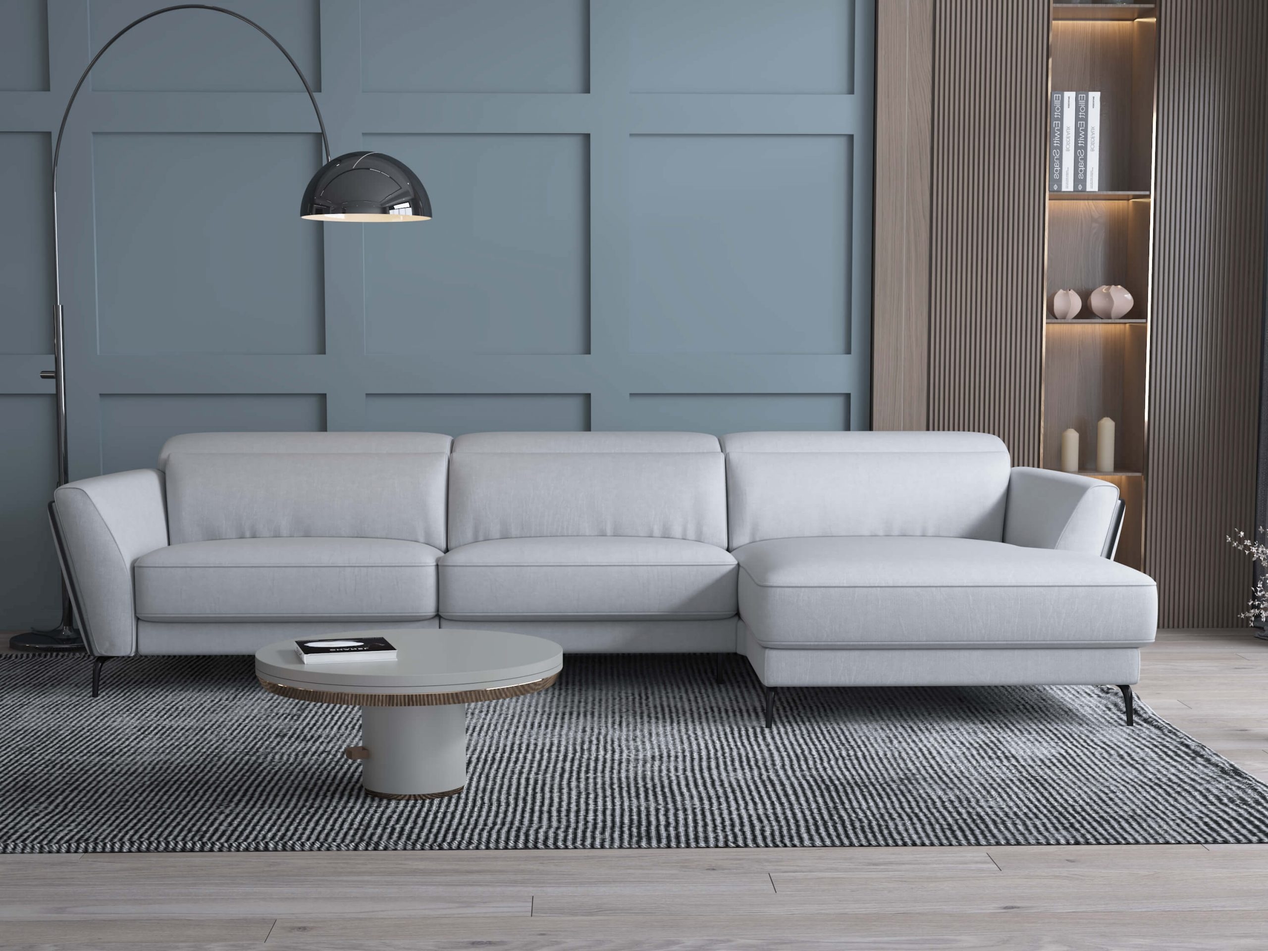 Valencia Microfiber Fabric L-Shaped Reclining Sectional Sofa w/Right Chaise