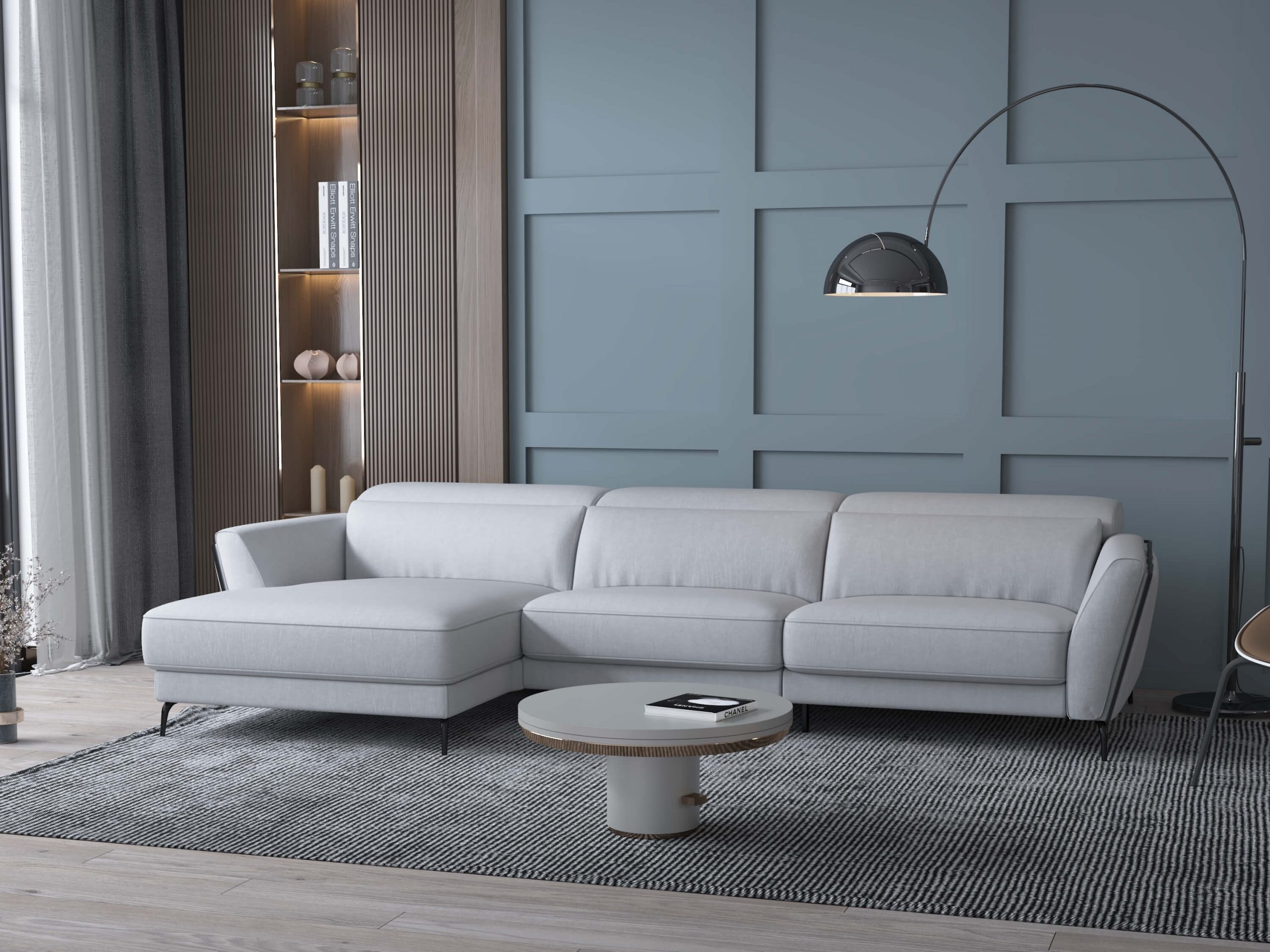 Valencia Microfiber Fabric L-Shaped Reclining Sectional Sofa w/Left Chaise