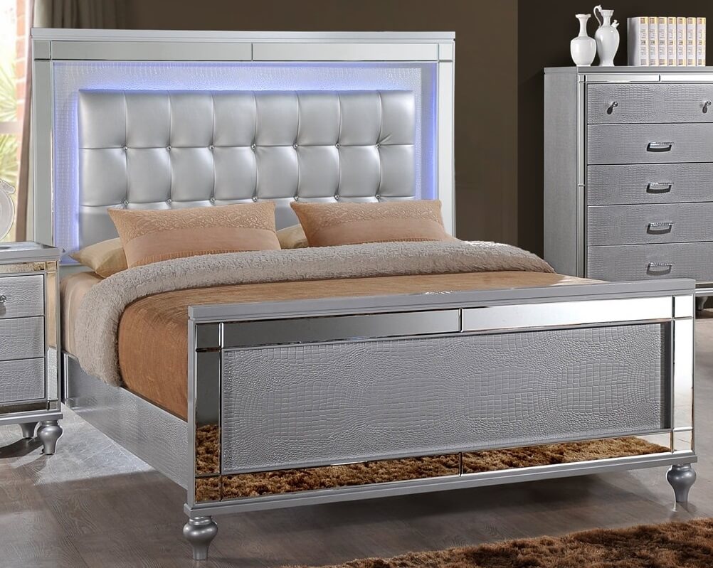 SM Valentino Tufted LED Panel Bed