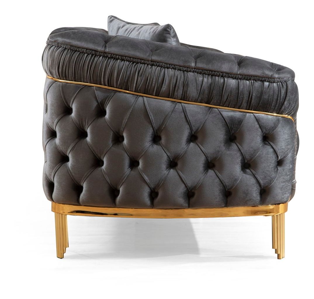 Vanessa Tufted Upholstery Sofa finished with Velvet Fabric