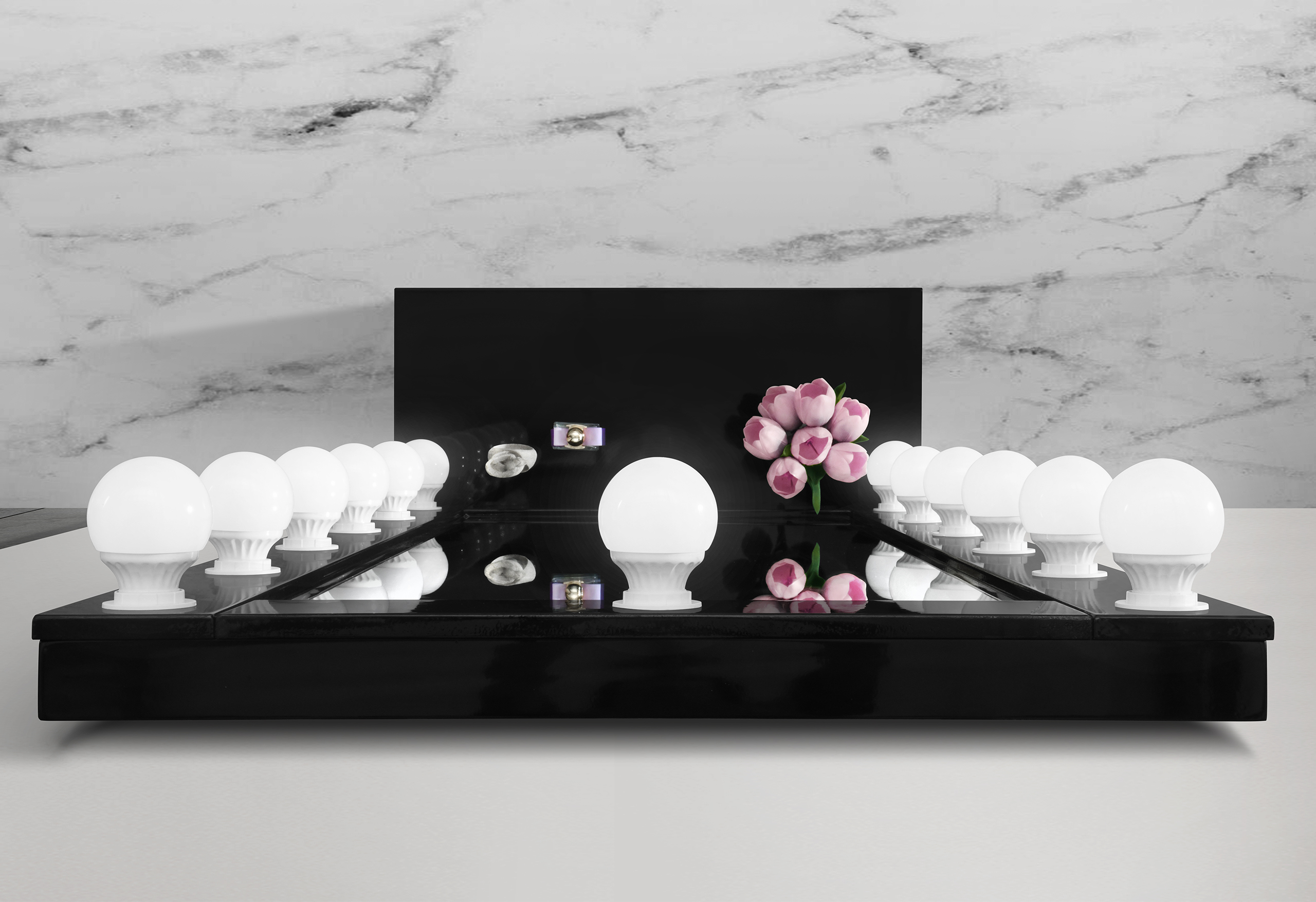 Ella Narrow Tall Vanity Mirror with Drawer and Speaker