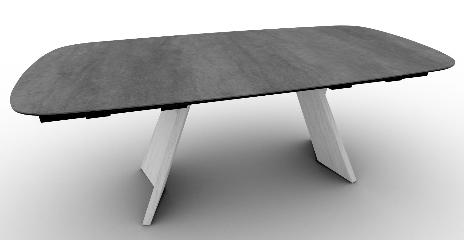 Icaro W78.7"-97.6"-116.5" Ceramic/Wood Customizable Extendable Elliptical Dining Table
