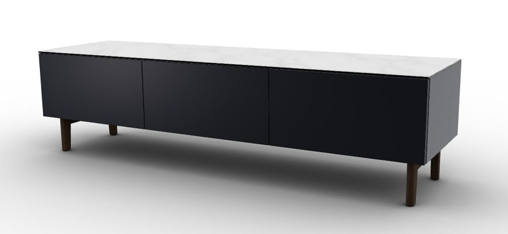 Universal Ceramic/Wood Customizable TV Stand w/2 Doors & Drop-Down Door & Wooden Feet