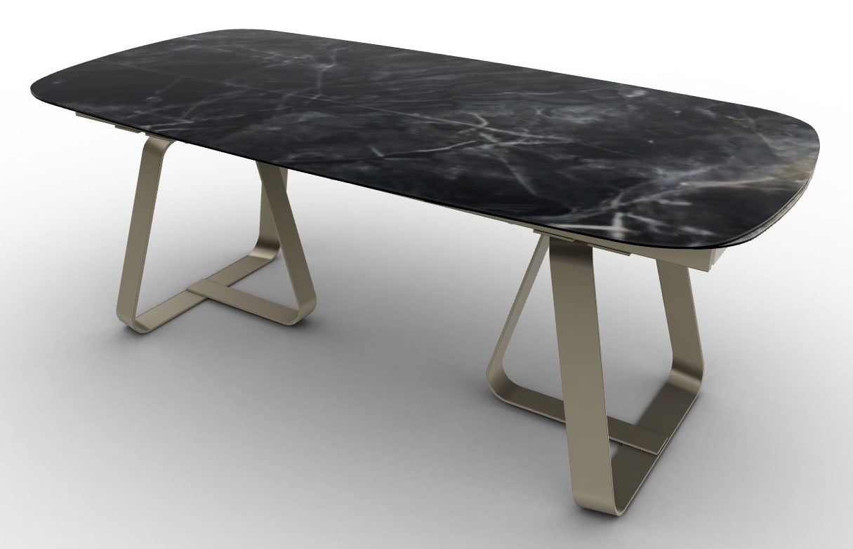 Sunshine W78.7-inch Ceramic/Metal Customizable Extendable Elliptical Dining Table