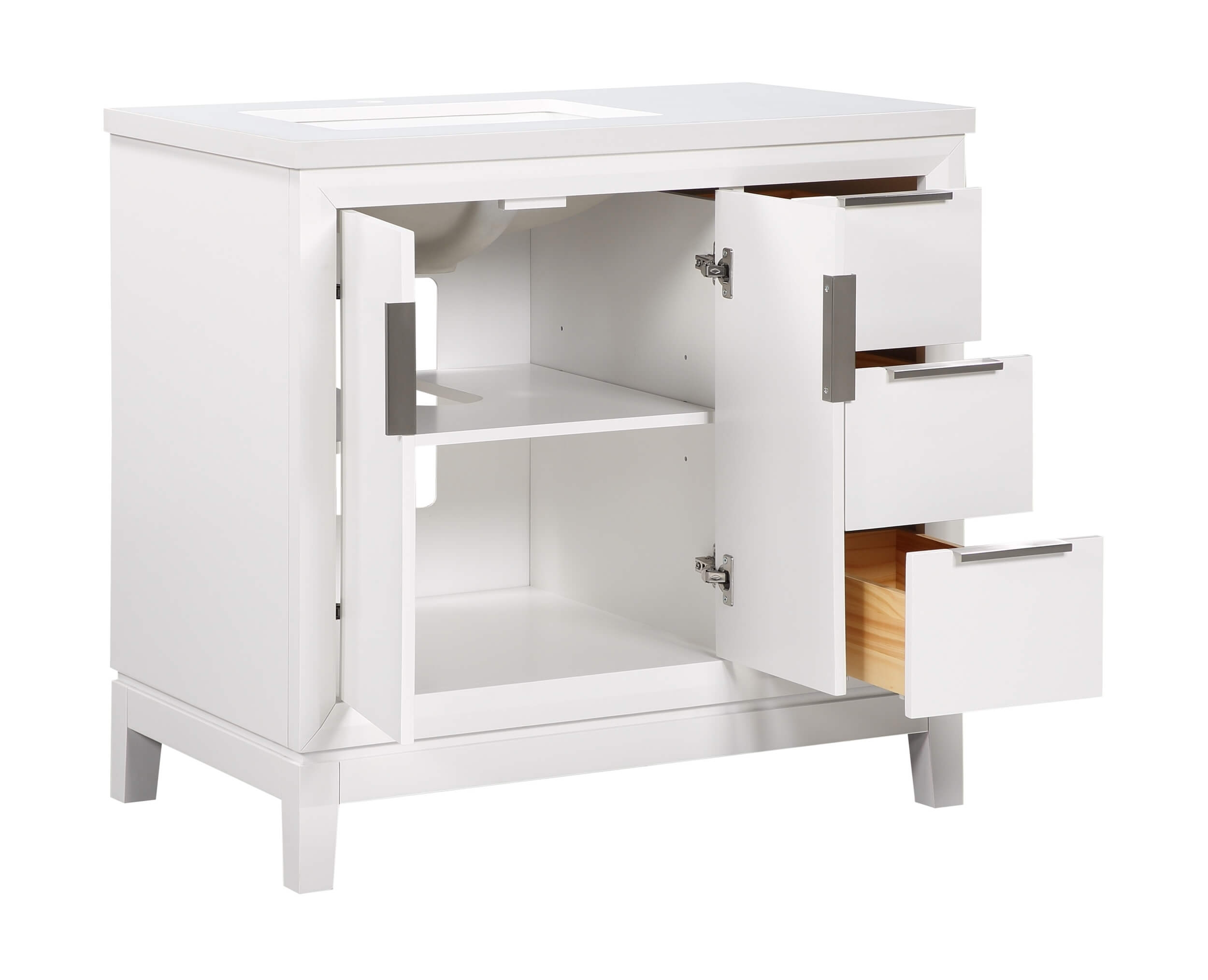 Valencia 36" Solid Wood Single Sink Free-standing Vanity with Quartz Countertop & Ceramic Sink
