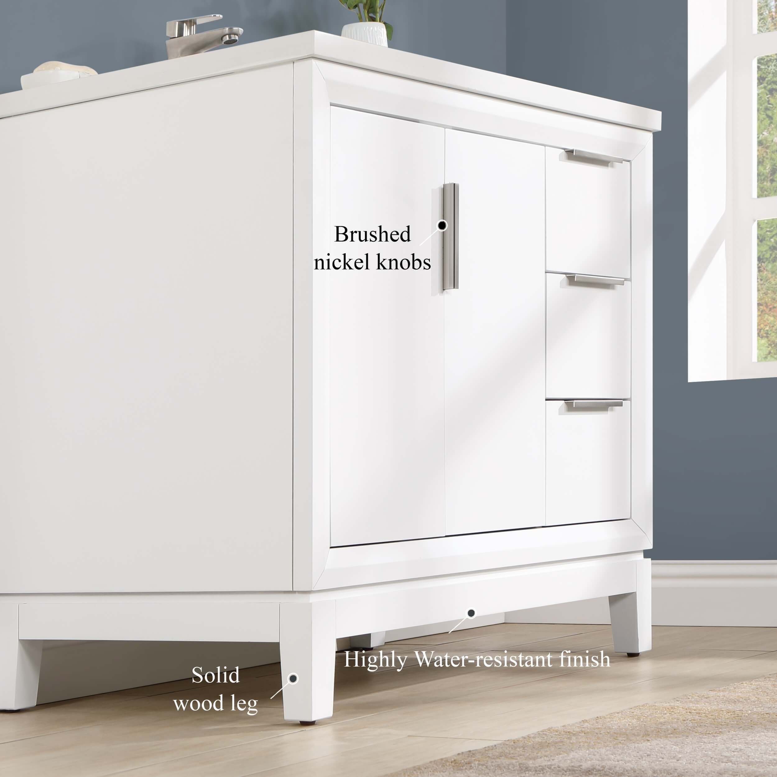 Valencia 36" Solid Wood Single Sink Free-standing Vanity with Quartz Countertop & Ceramic Sink