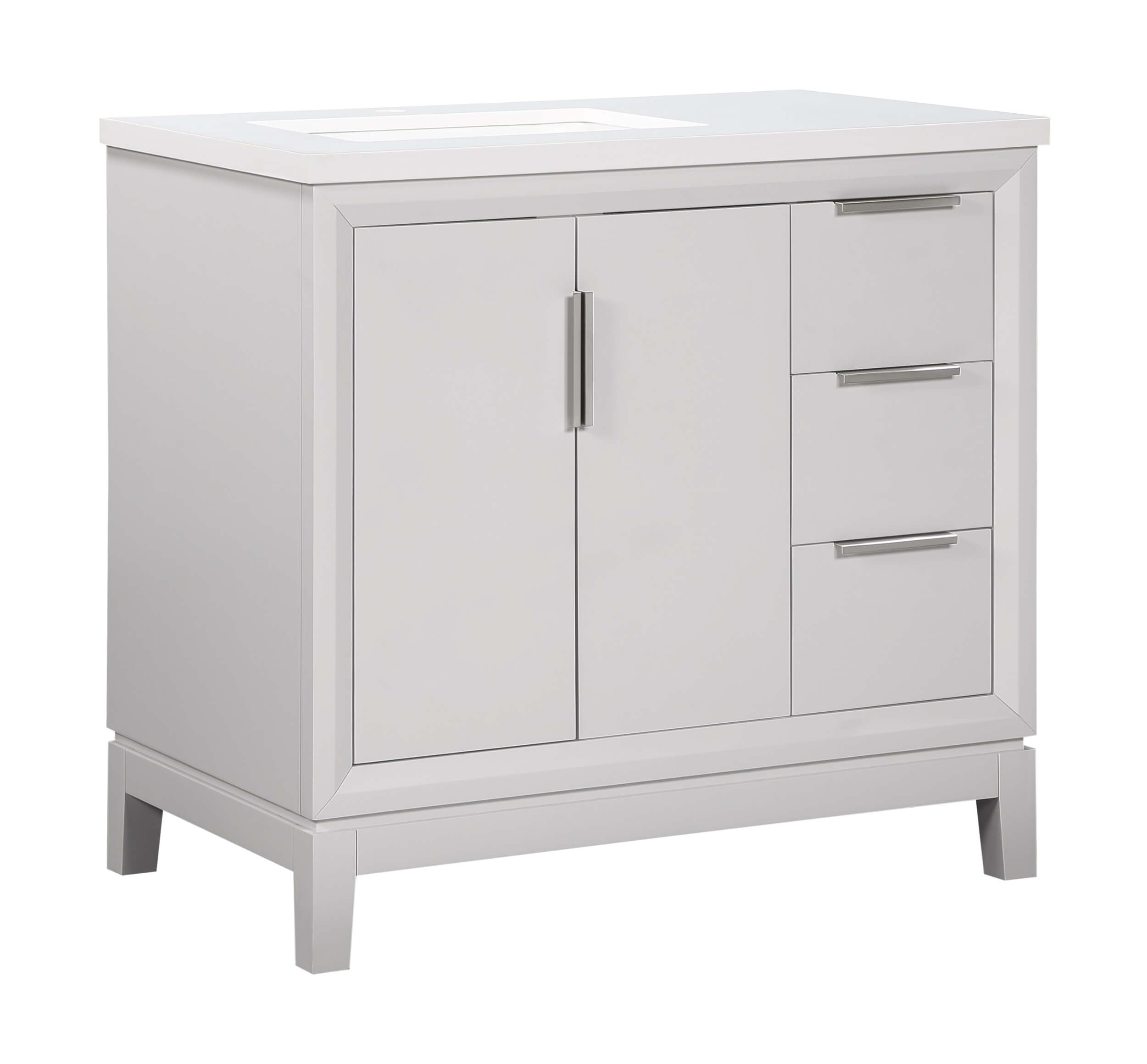 Valencia 36" Solid Wood Single Sink Free-standing Vanity with Quartz Countertop & Ceramic Sink