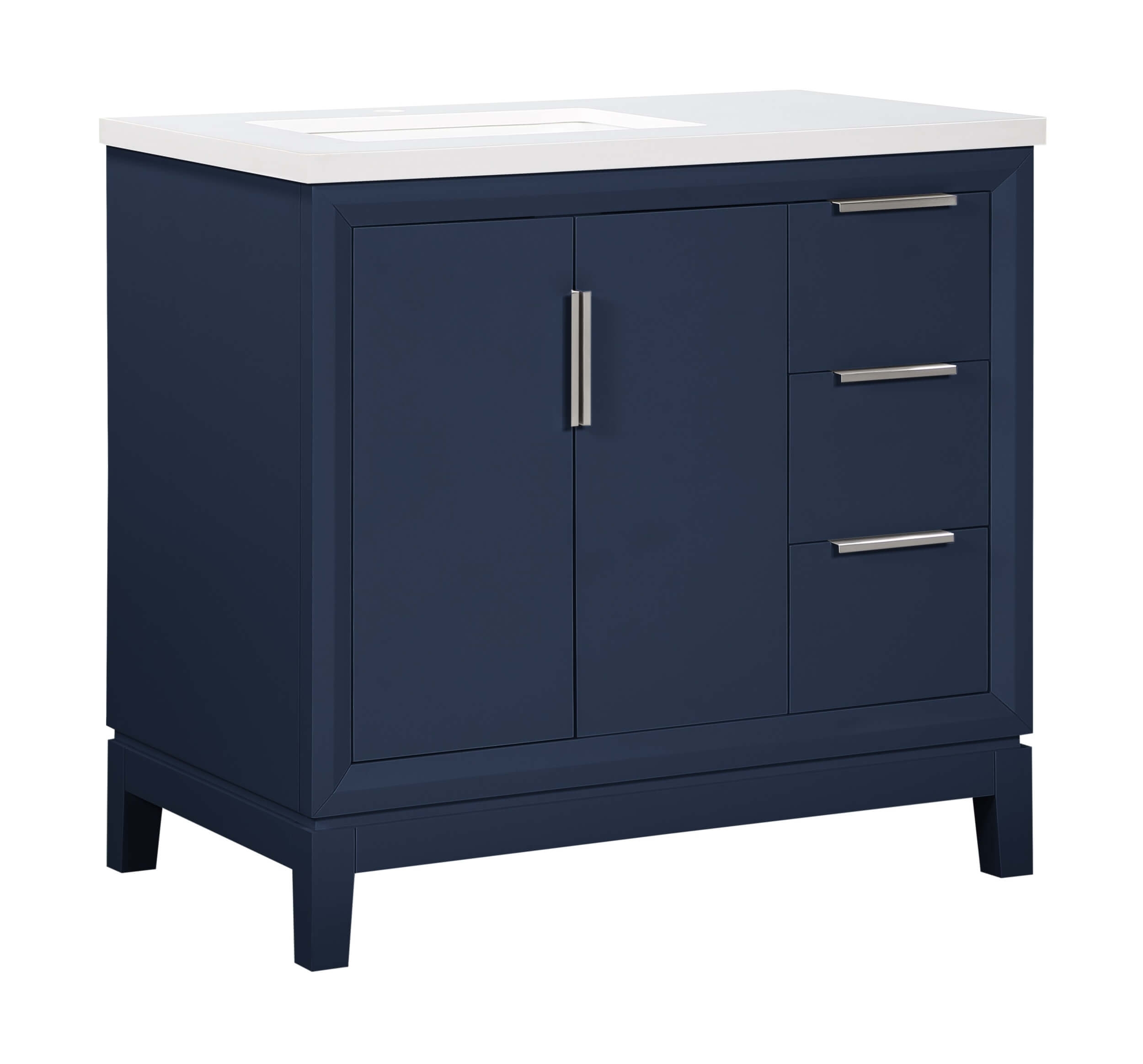 Valencia 36" Solid Wood Single Sink Free-standing Vanity with Quartz Countertop & Ceramic Sink