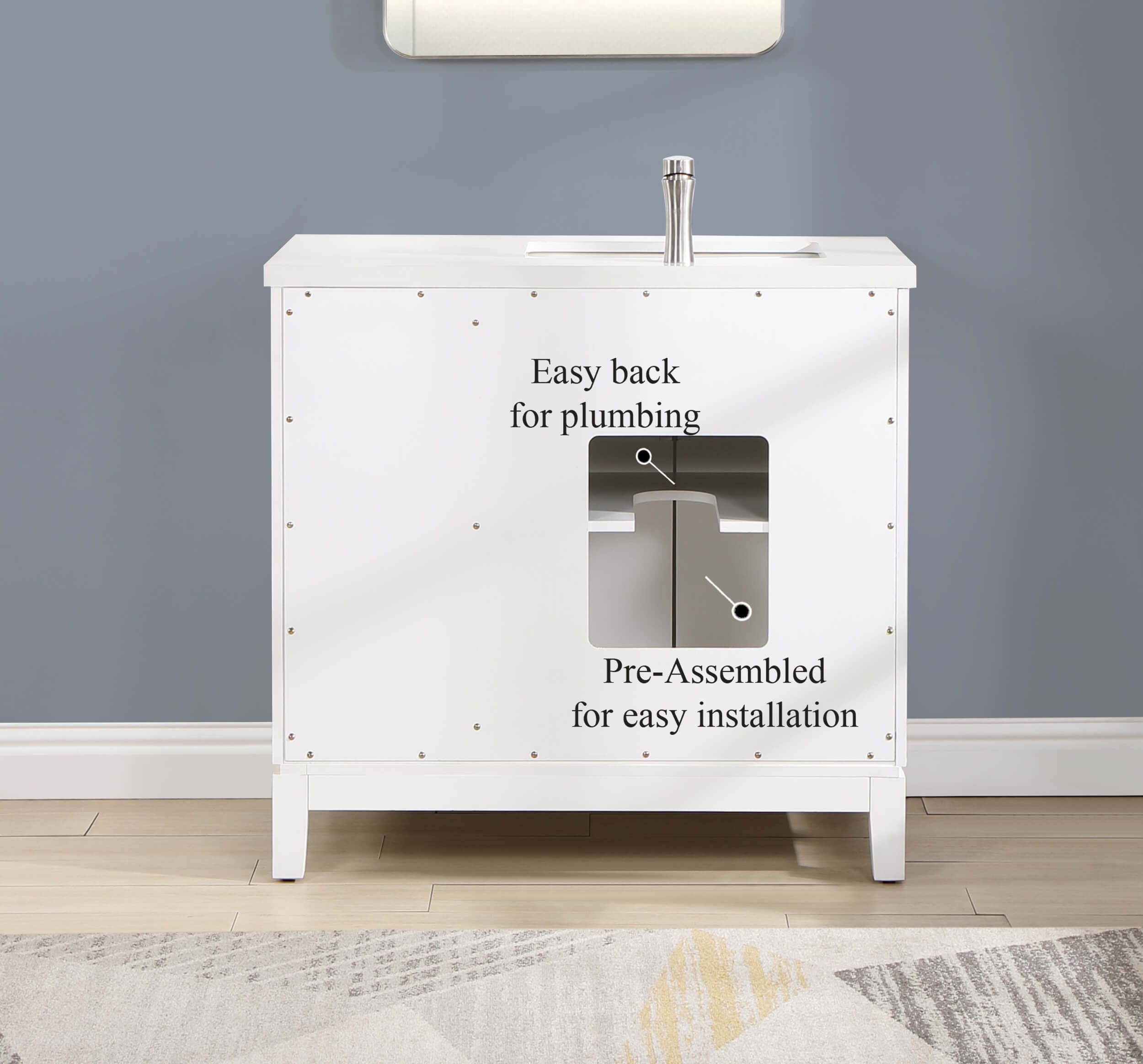 Valencia 36" Solid Wood Left Sink Free-standing Vanity with Quartz Countertop & Ceramic Sink