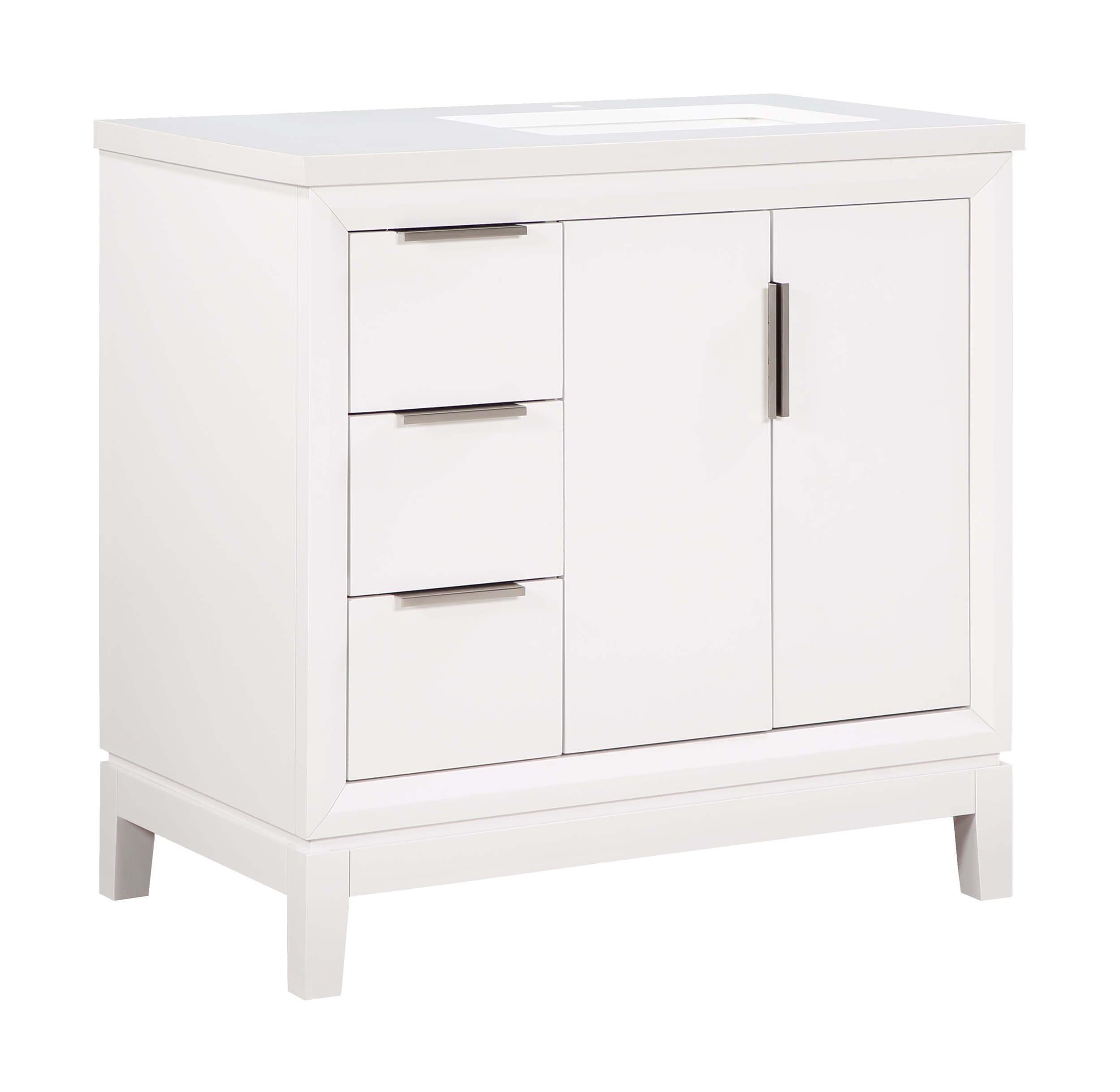 Valencia 36" Solid Wood Single Sink Free-standing Vanity with Quartz Countertop & Ceramic Sink