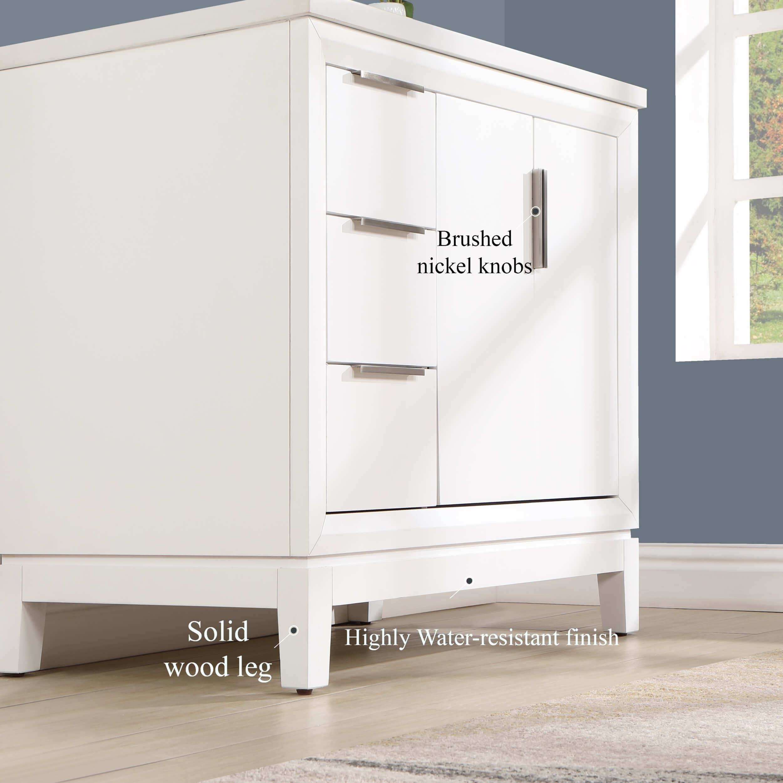 Valencia 36" Solid Wood Right Sink Free-standing Vanity with Quartz Countertop & Ceramic Sink