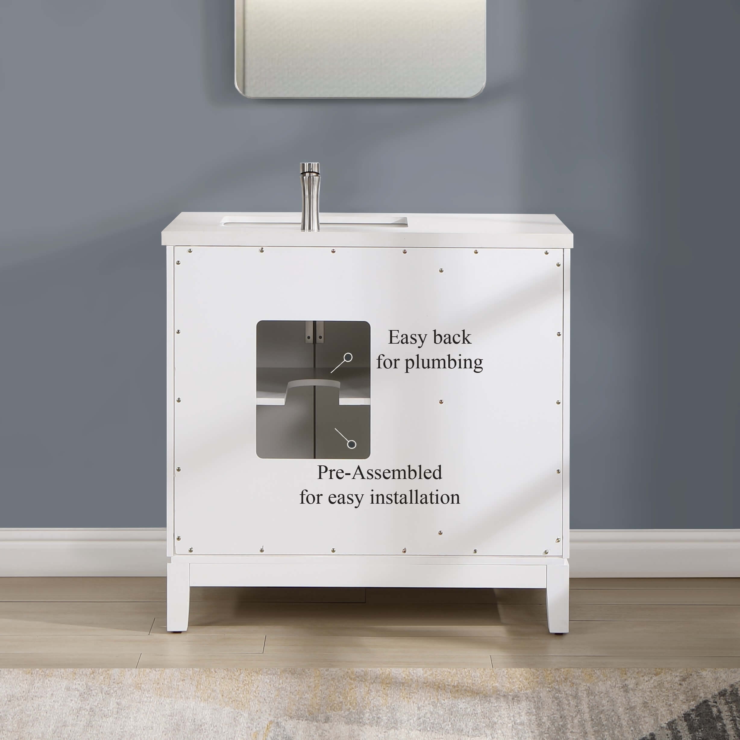 Valencia 36" Solid Wood Right Sink Free-standing Vanity with Quartz Countertop & Ceramic Sink