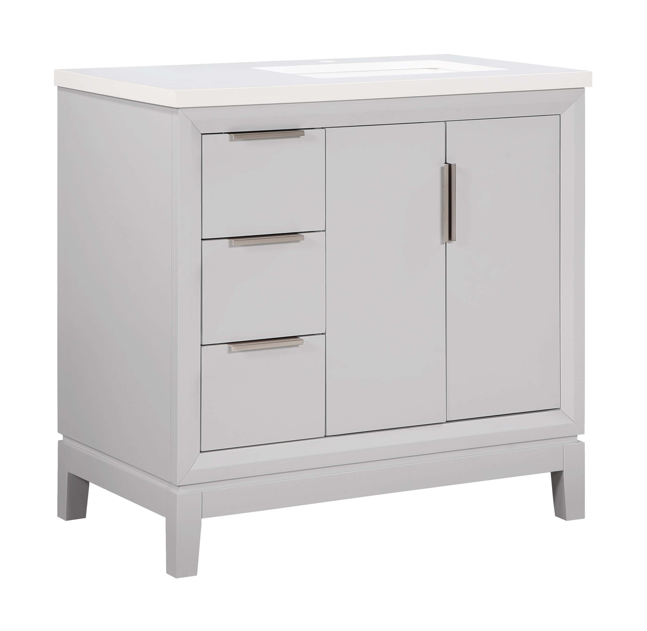Valencia 36" Solid Wood Single Sink Free-standing Vanity with Quartz Countertop & Ceramic Sink