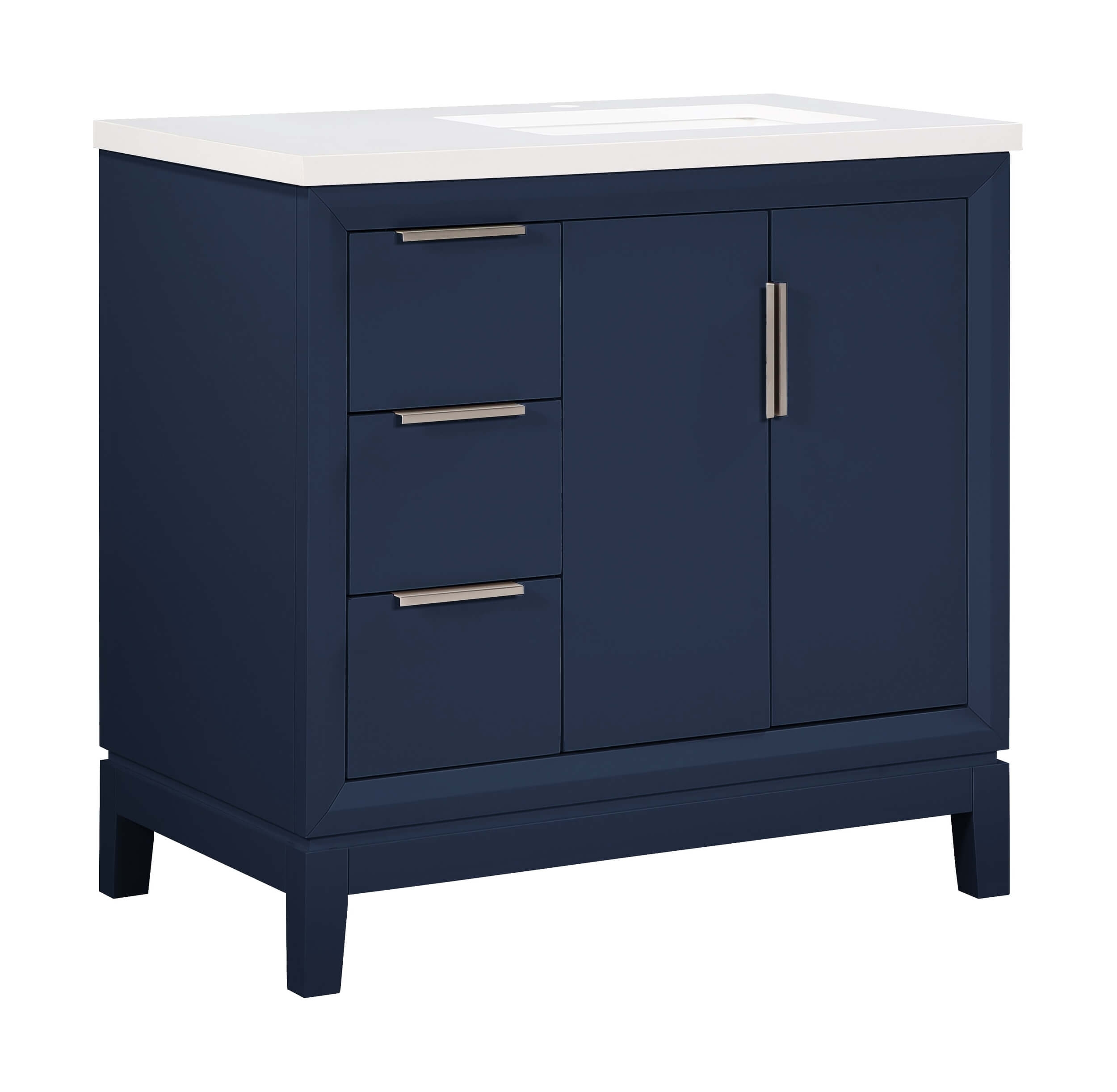Valencia 36" Solid Wood Single Sink Free-standing Vanity with Quartz Countertop & Ceramic Sink