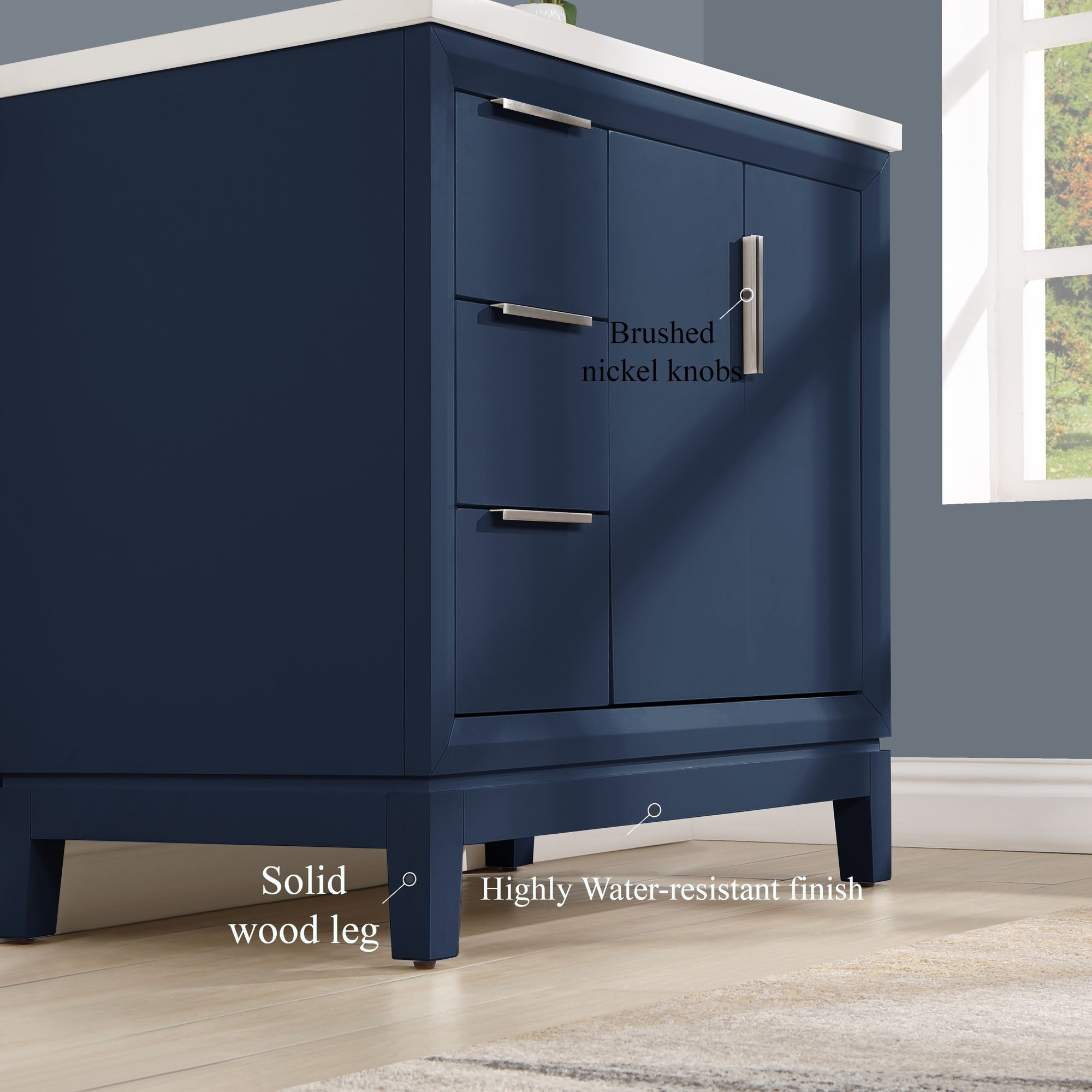 Valencia 36" Solid Wood Right Sink Free-standing Vanity with Quartz Countertop & Ceramic Sink