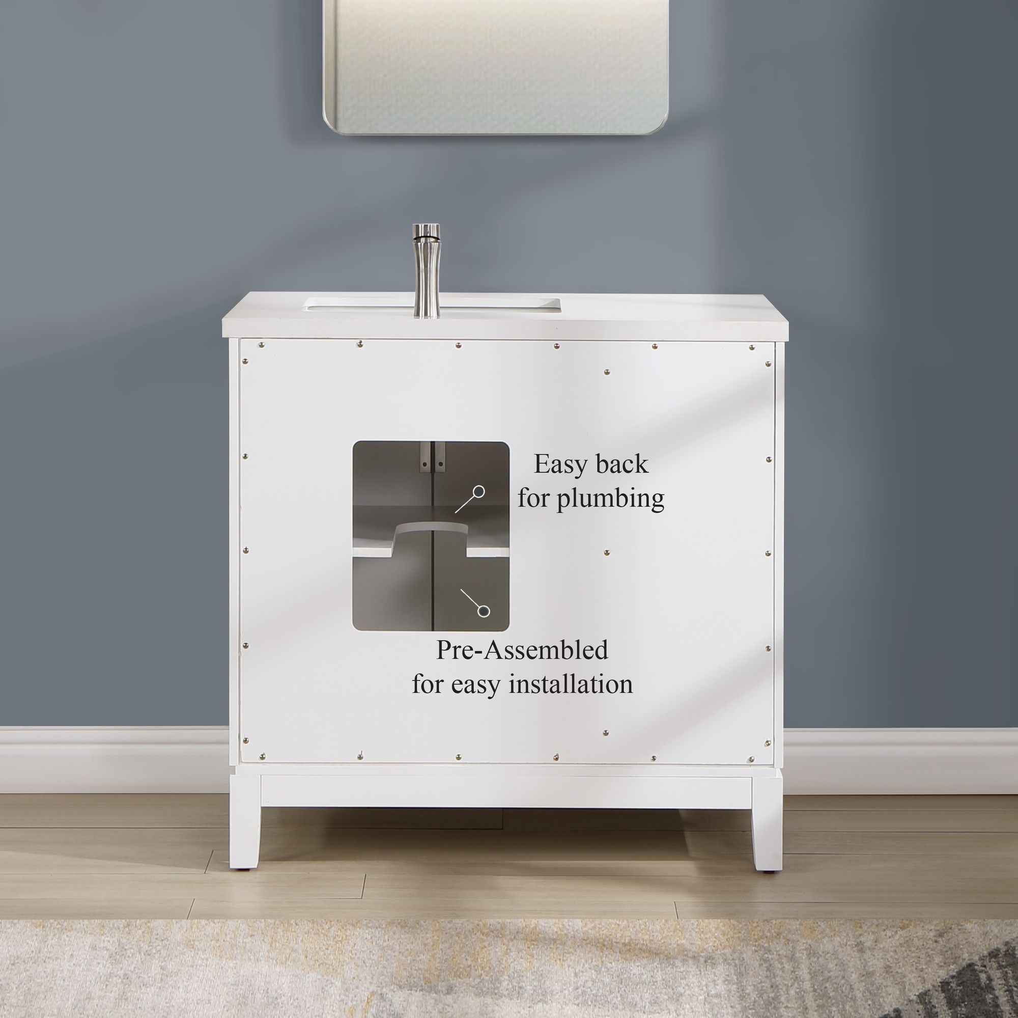 Valencia 36" Solid Wood Right Sink Free-standing Vanity with Quartz Countertop & Ceramic Sink