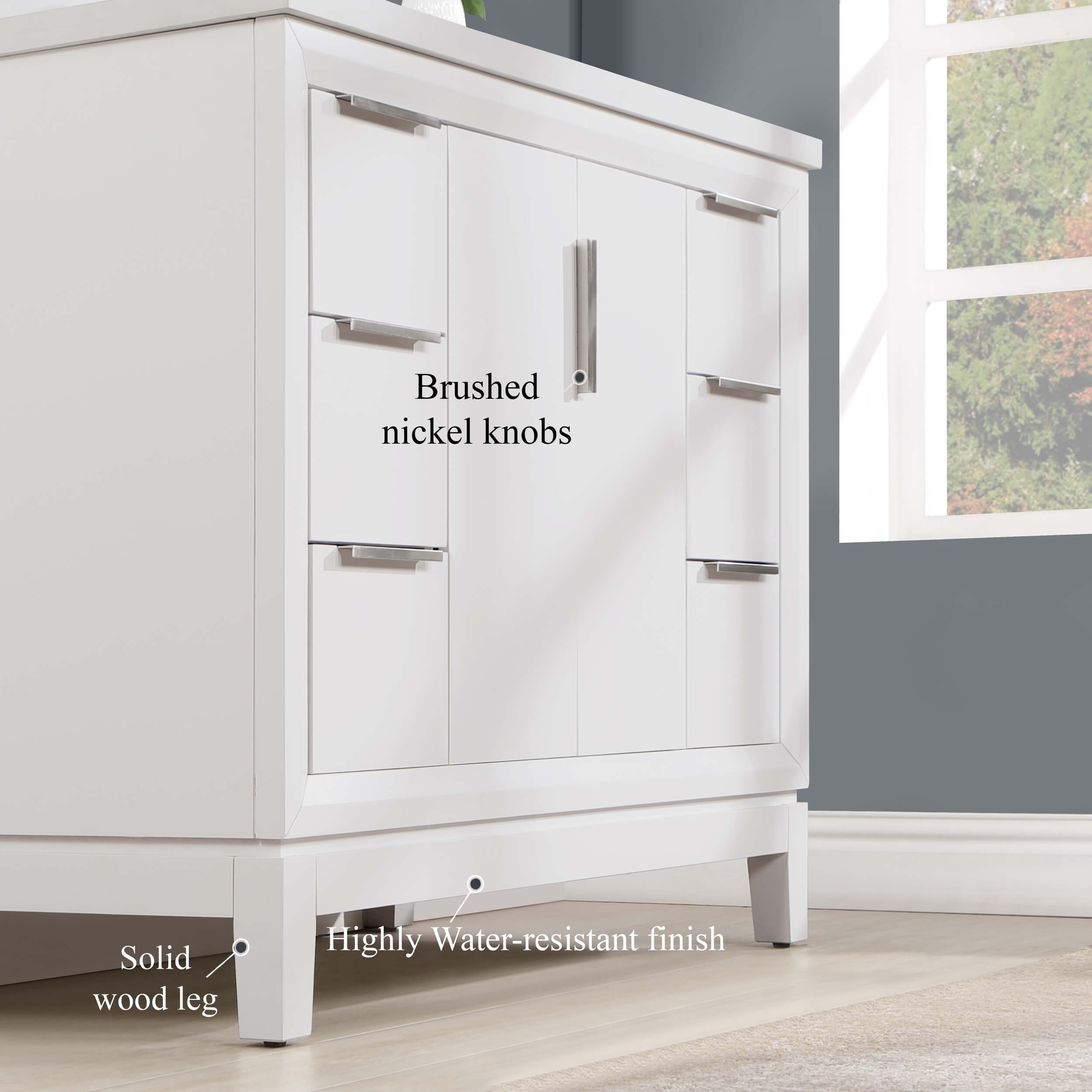 Valencia 42" Solid Wood Single Sink Free-standing Vanity with Quartz Countertop & Ceramic Sink