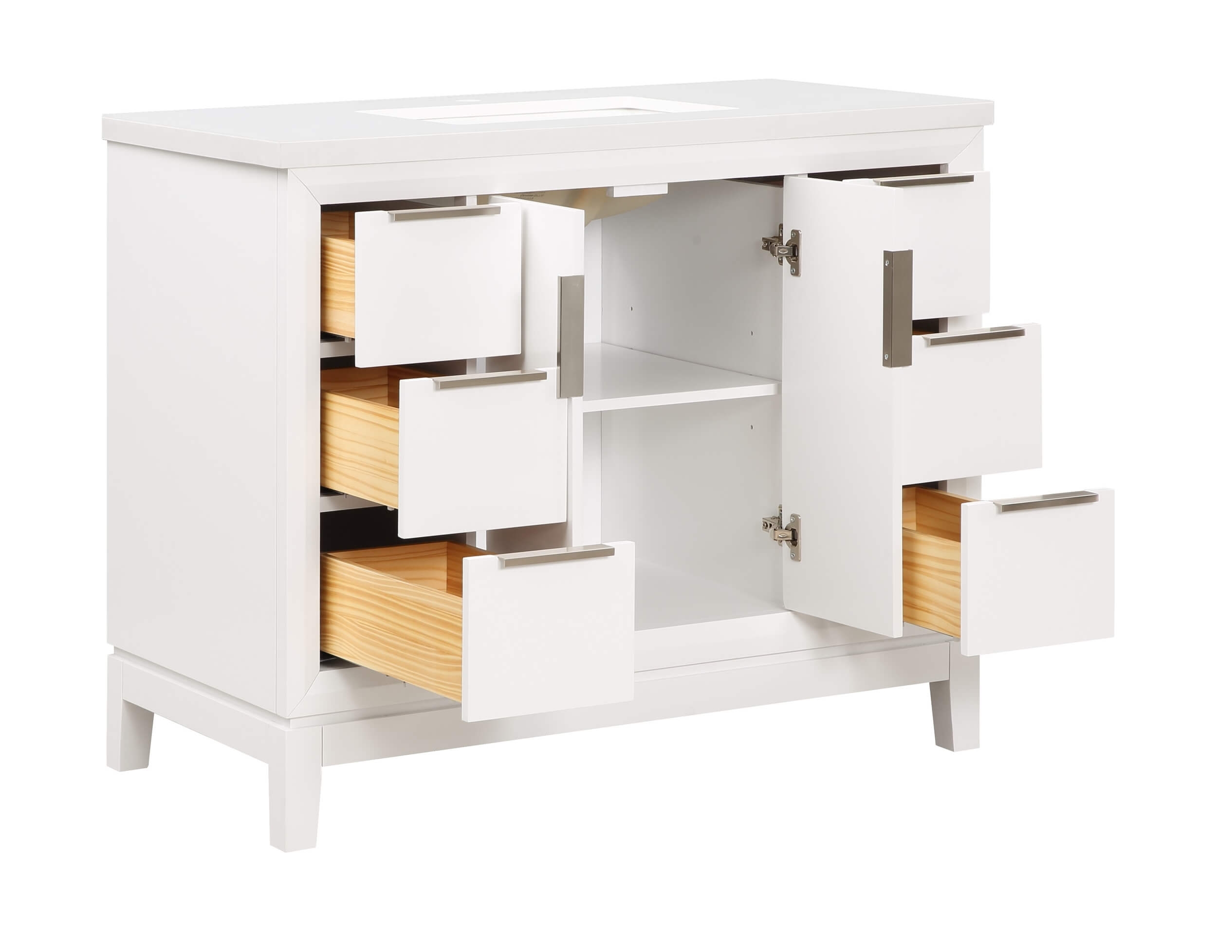 Valencia 42" Solid Wood Single Sink Free-standing Vanity with Quartz Countertop & Ceramic Sink