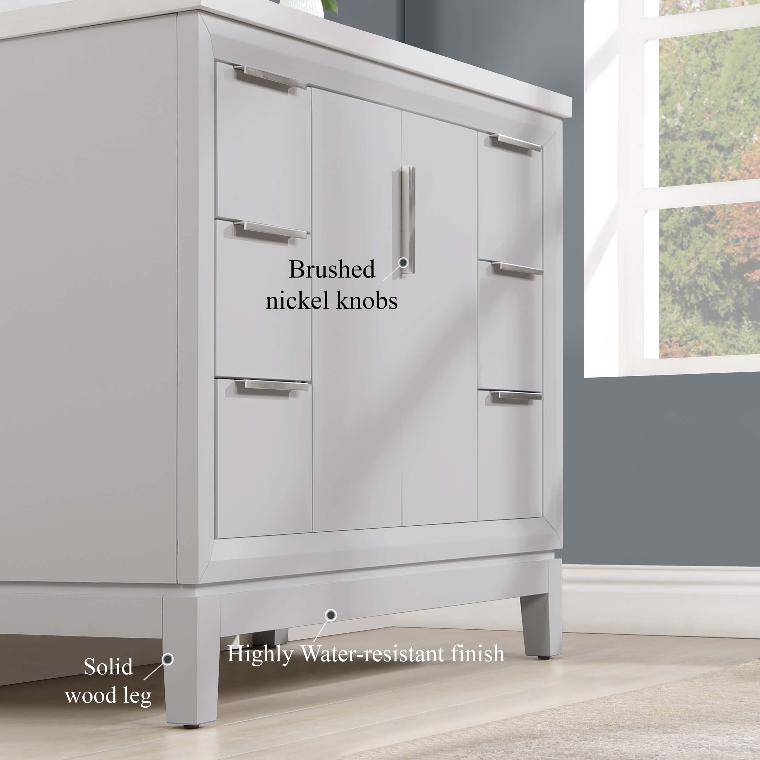 Valencia 42" Solid Wood Single Sink Free-standing Vanity with Quartz Countertop & Ceramic Sink