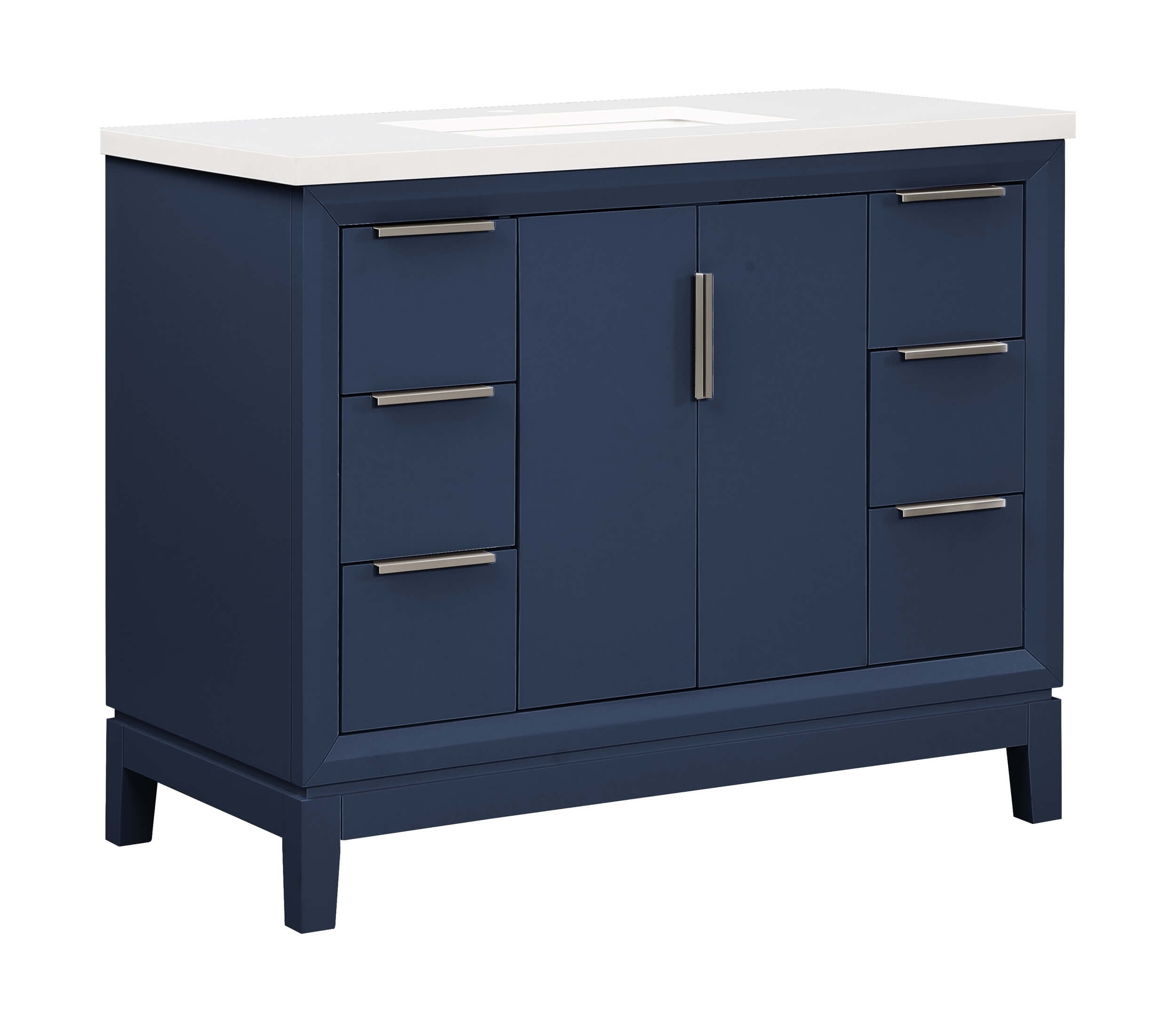 Valencia 42" Solid Wood Single Sink Free-standing Vanity with Quartz Countertop & Ceramic Sink