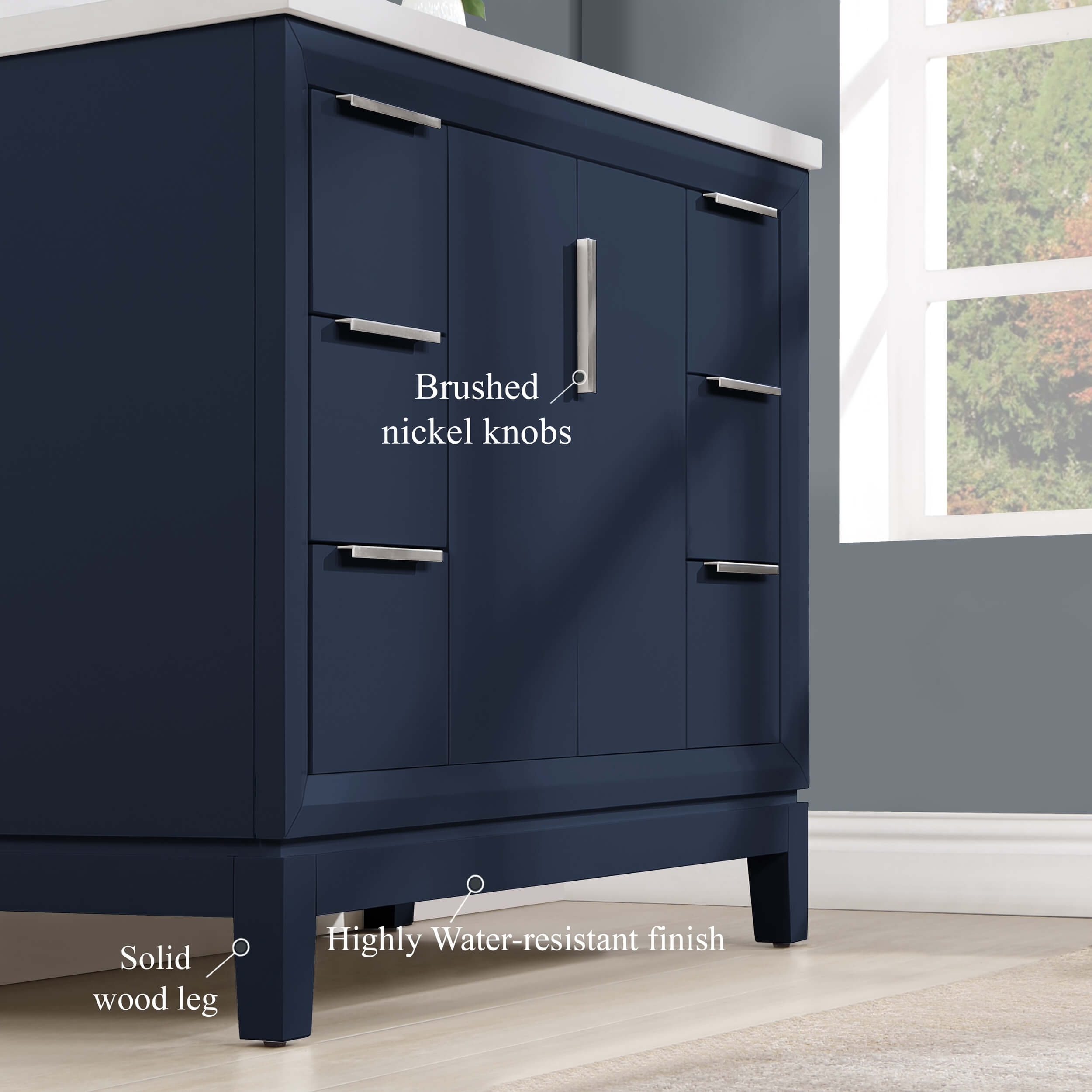 Valencia 42" Solid Wood Single Sink Free-standing Vanity with Quartz Countertop & Ceramic Sink