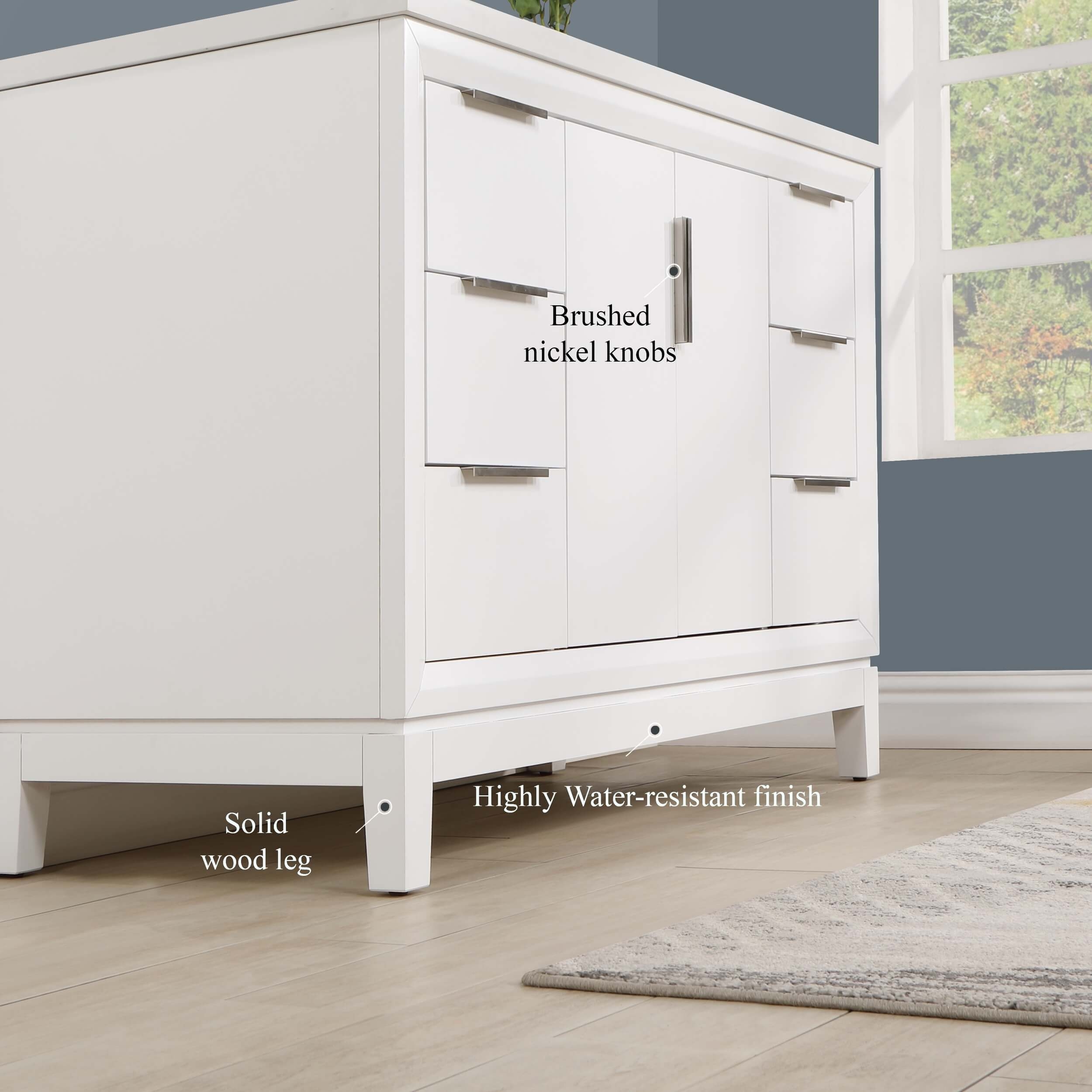 Valencia 48" Solid Wood Single Sink Free-standing Vanity with Quartz Countertop & Ceramic Sink