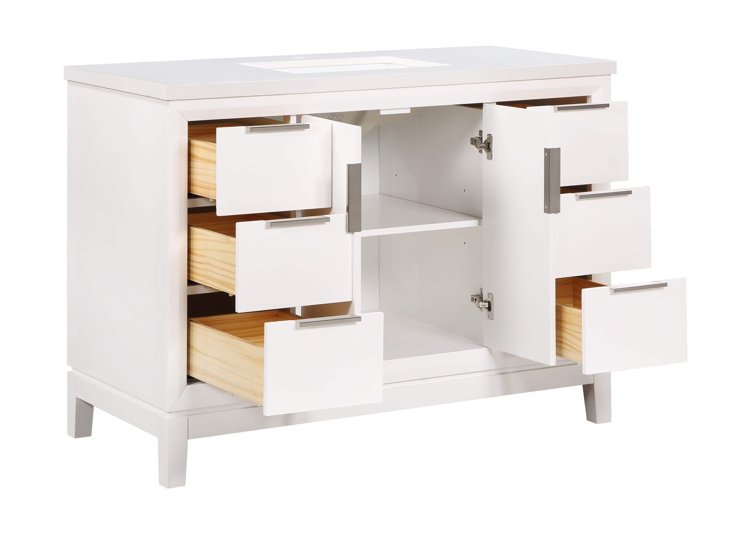 Valencia 48" Solid Wood Single Sink Free-standing Vanity with Quartz Countertop & Ceramic Sink