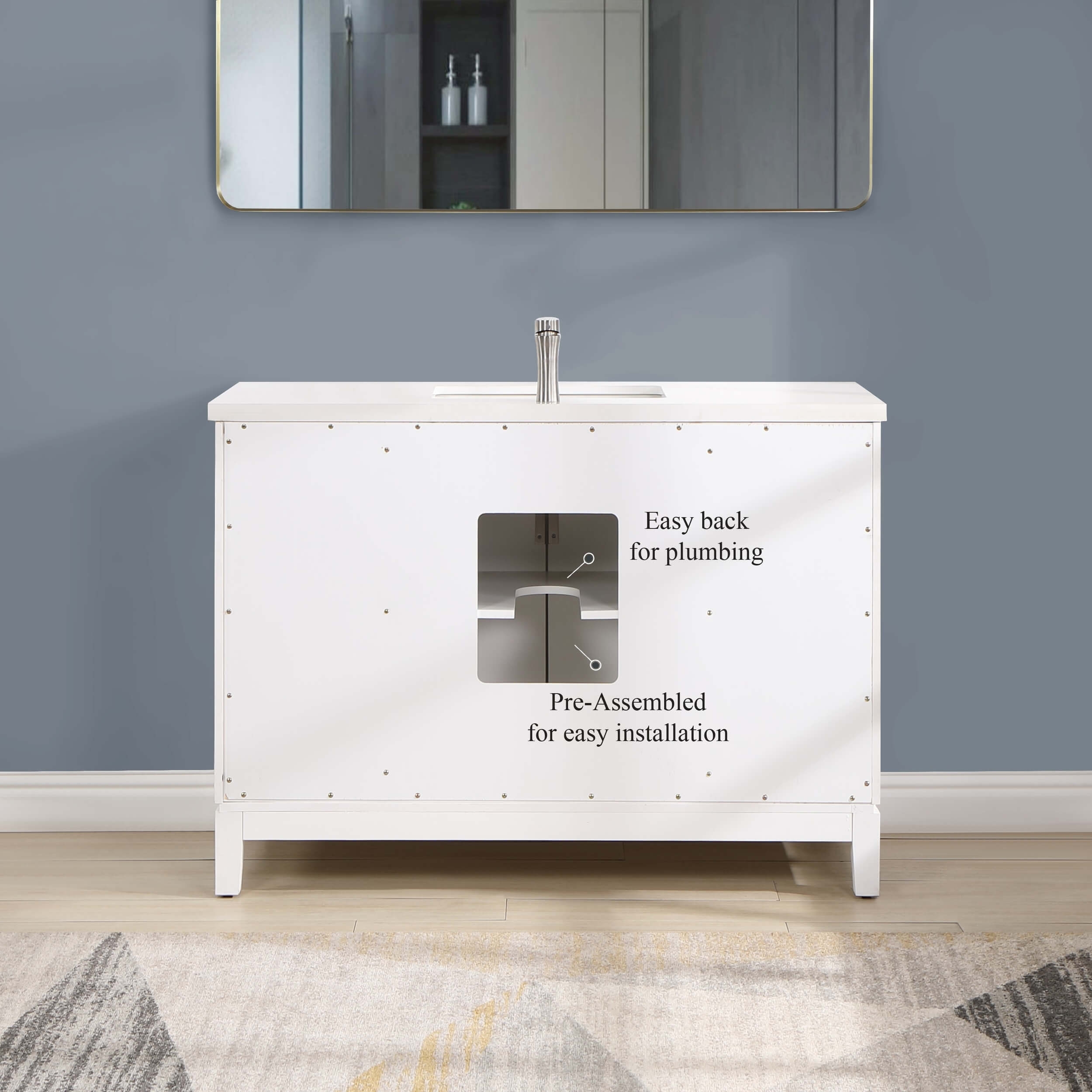 Valencia 48" Solid Wood Single Sink Free-standing Vanity with Quartz Countertop & Ceramic Sink