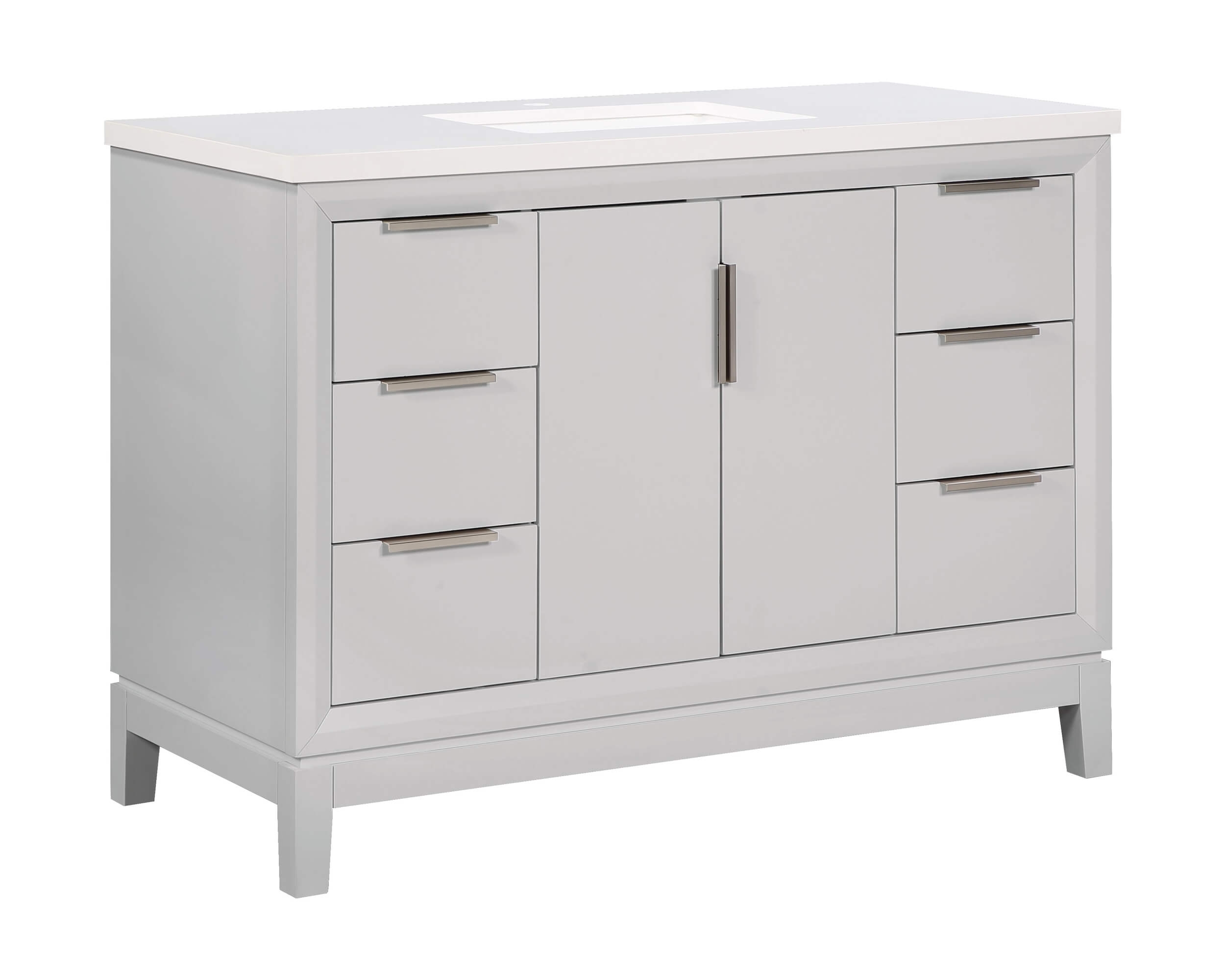 Valencia 48" Solid Wood Single Sink Free-standing Vanity with Quartz Countertop & Ceramic Sink