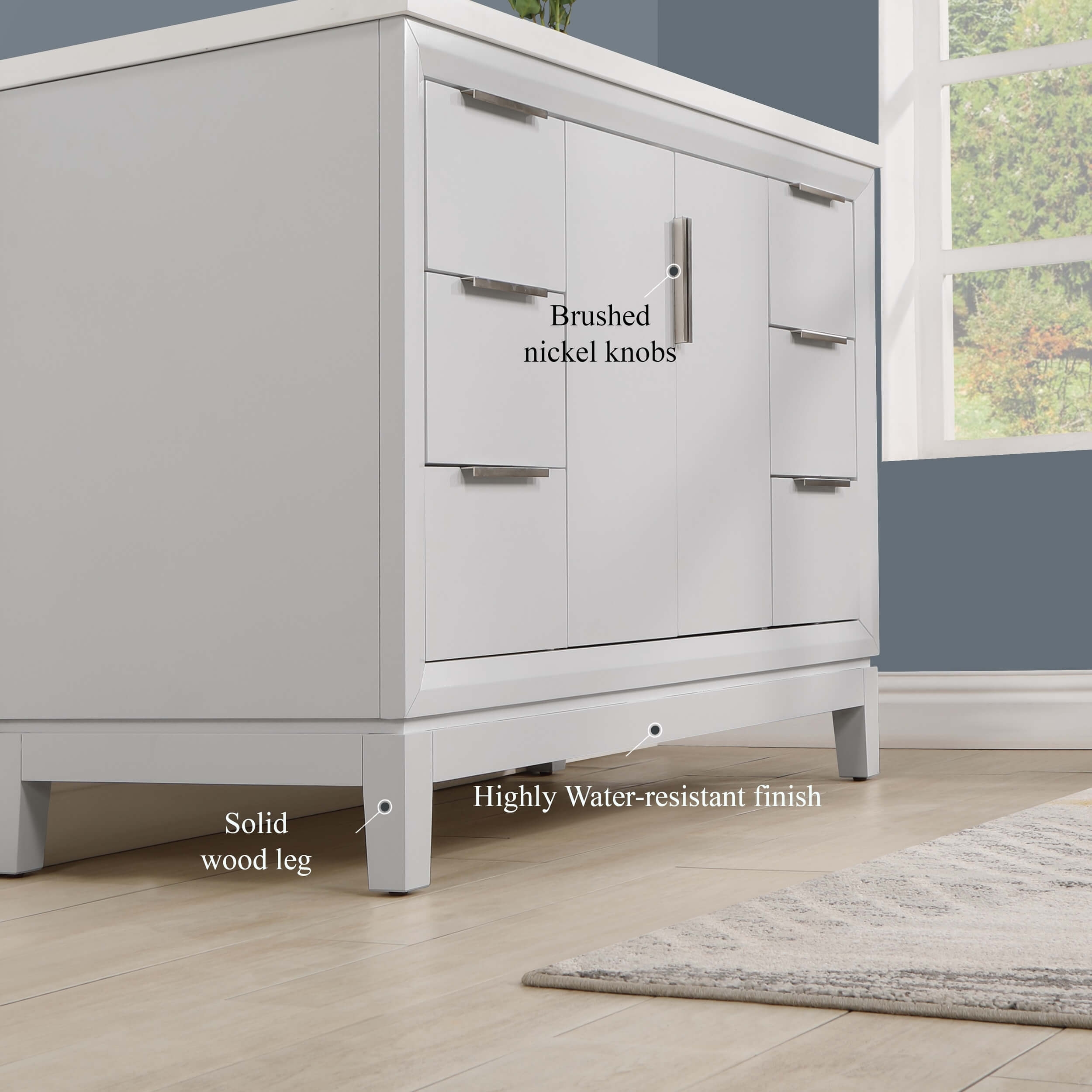 Valencia 48" Solid Wood Single Sink Free-standing Vanity with Quartz Countertop & Ceramic Sink