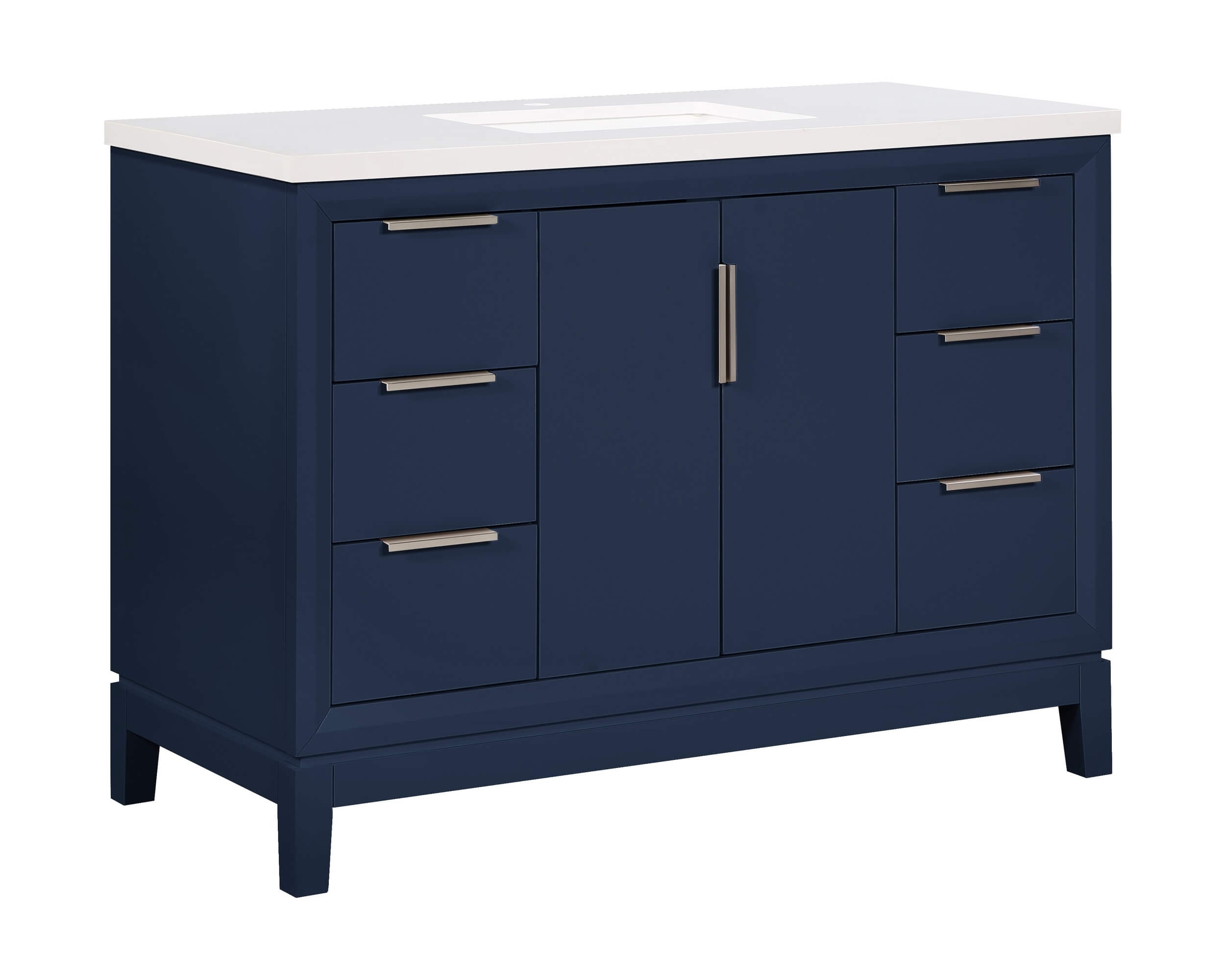 Valencia 48" Solid Wood Single Sink Free-standing Vanity with Quartz Countertop & Ceramic Sink
