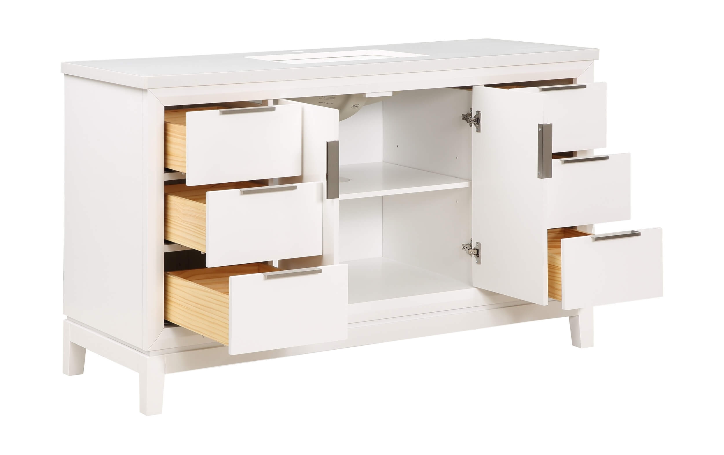 Valencia 55" Solid Wood Single Sink Free-standing Vanity with Quartz Countertop & Ceramic Sink