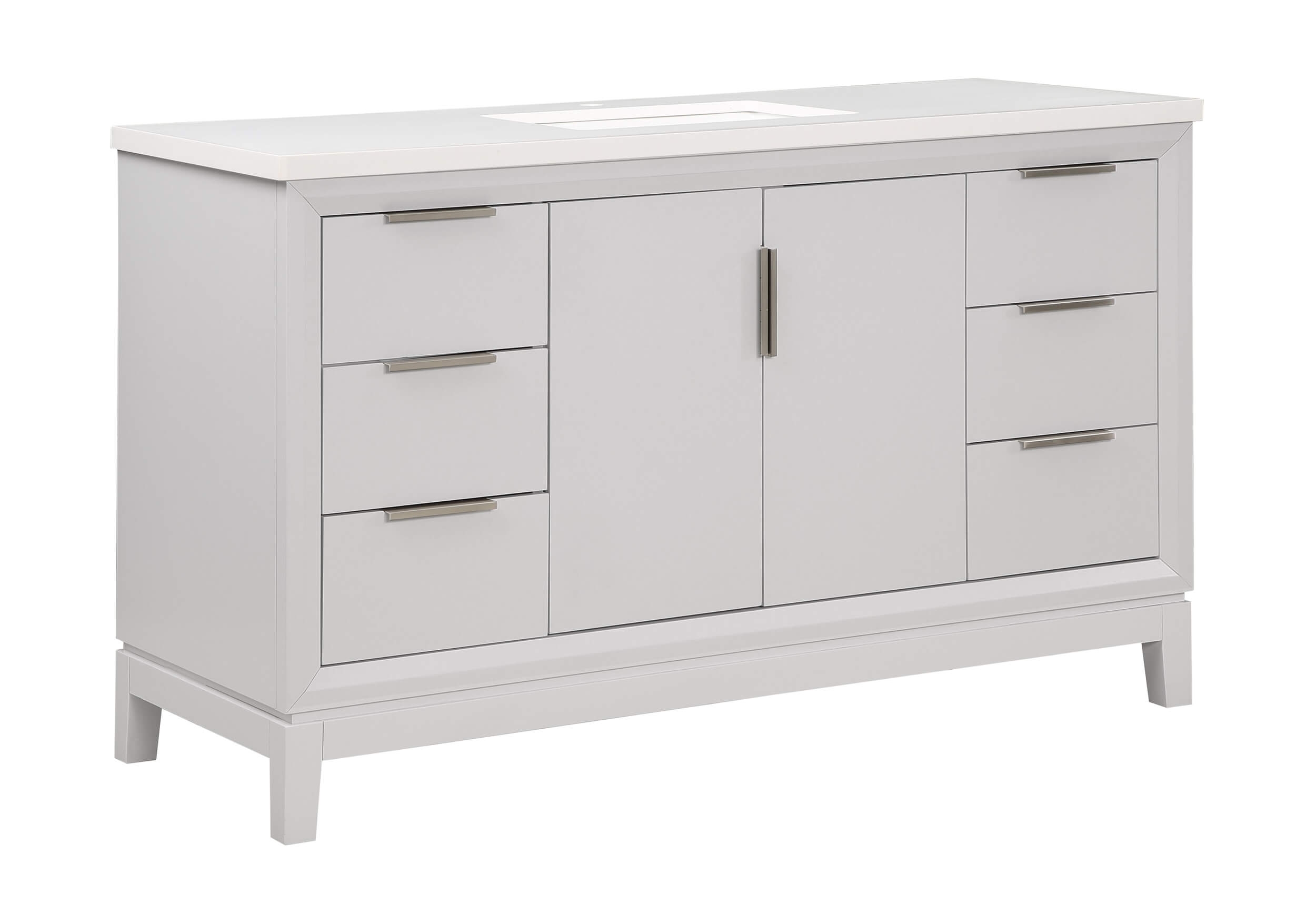 Valencia 55" Solid Wood Single Sink Free-standing Vanity with Quartz Countertop & Ceramic Sink