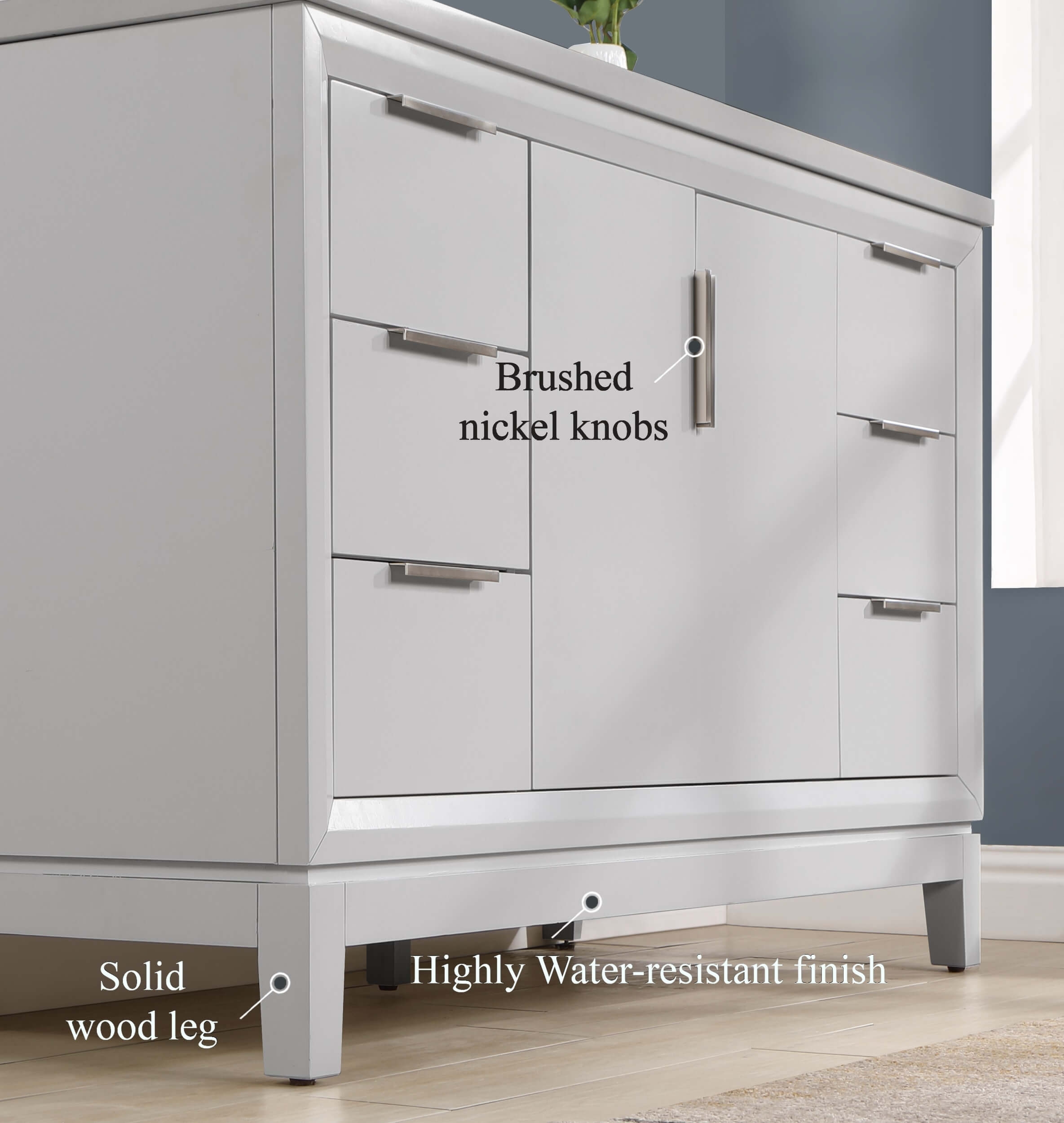 Valencia 55" Solid Wood Single Sink Free-standing Vanity with Quartz Countertop & Ceramic Sink