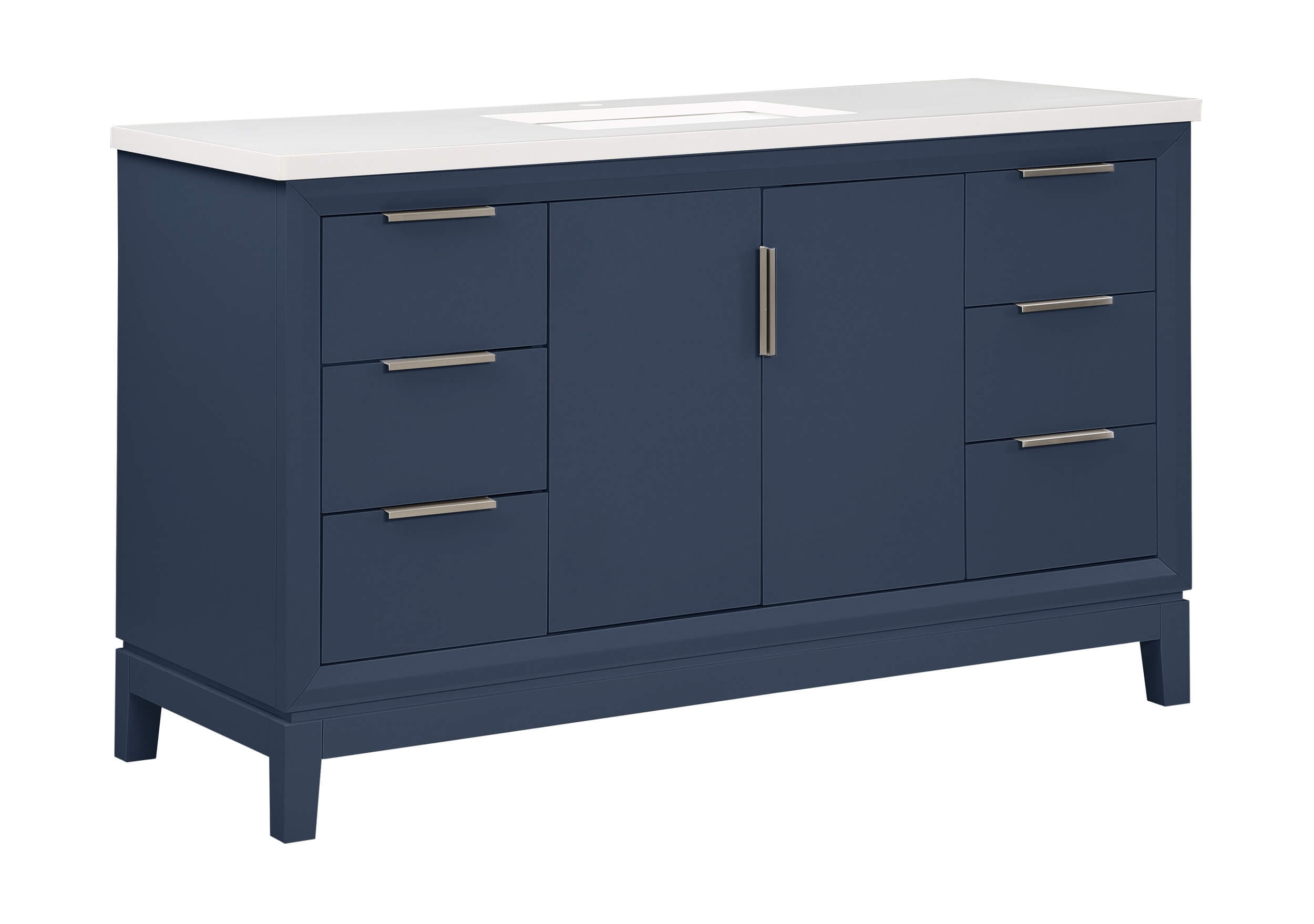 Valencia 55" Solid Wood Single Sink Free-standing Vanity with Quartz Countertop & Ceramic Sink