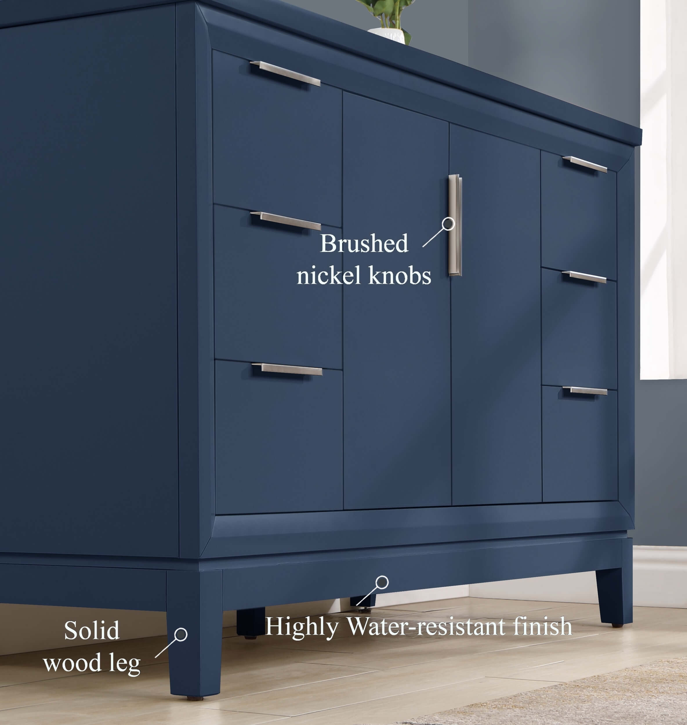 Valencia 55" Solid Wood Single Sink Free-standing Vanity with Quartz Countertop & Ceramic Sink