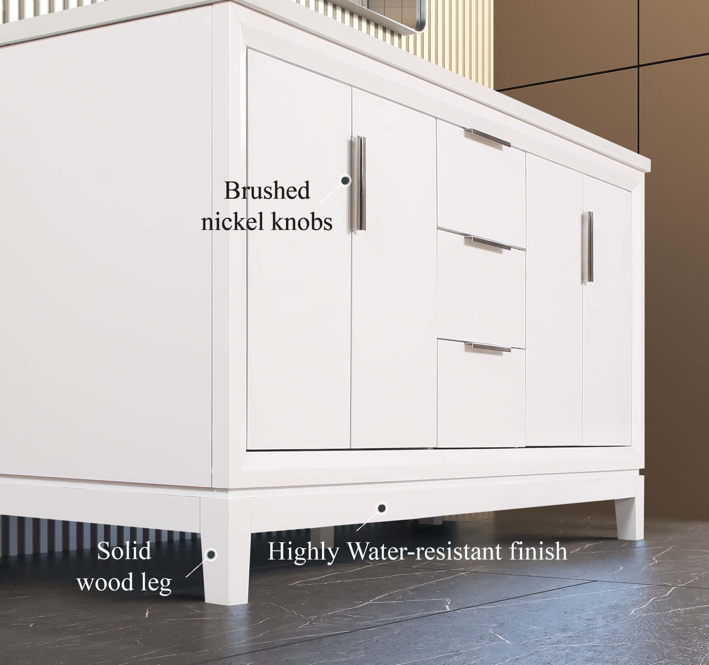 Valencia 60" Solid Wood Double Sink Free-standing Vanity with Quartz Countertop & Ceramic Sink